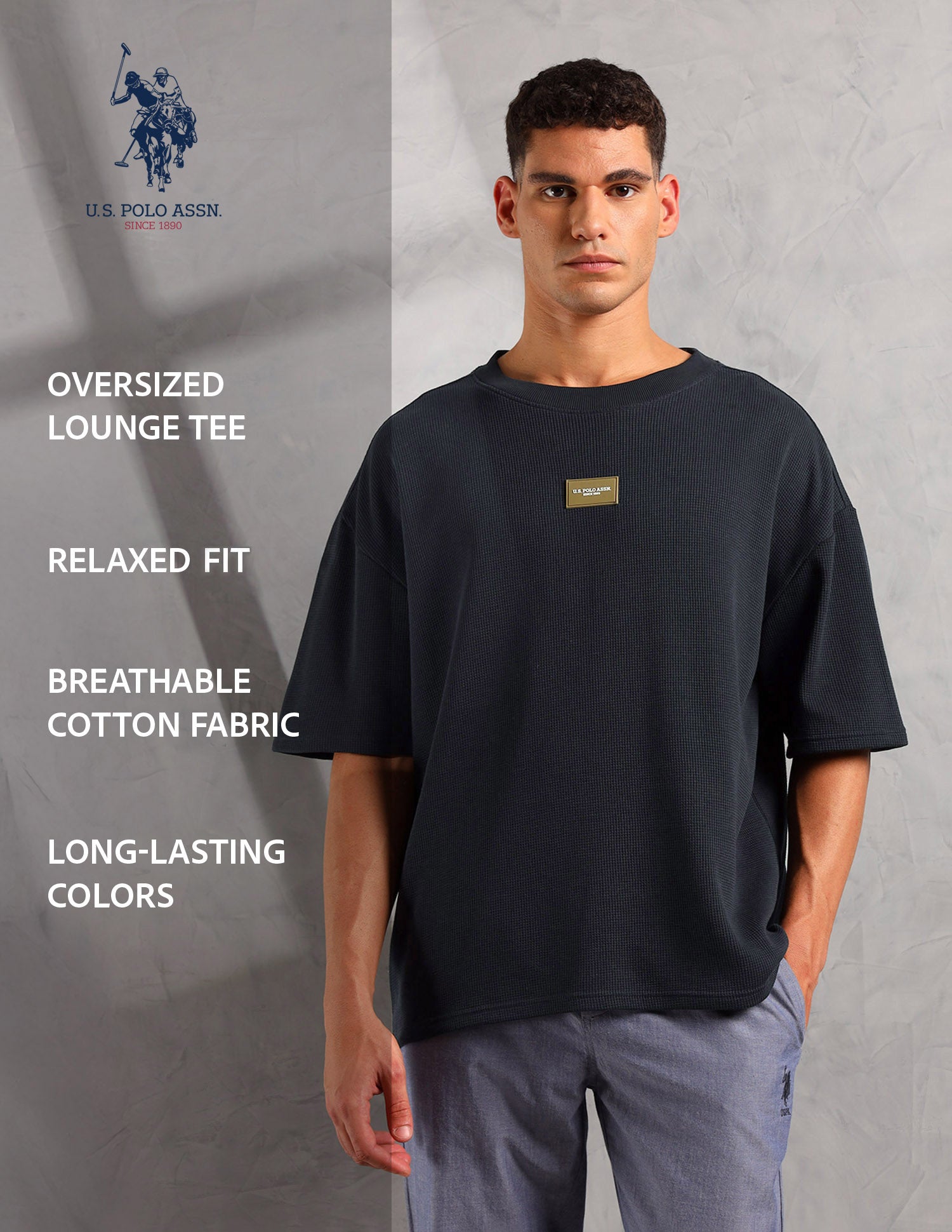 Oversized Fit Cotton PE001 Lounge T-Shirt - Pack Of 1 Navy - U.S. POLO ASSN. | Large