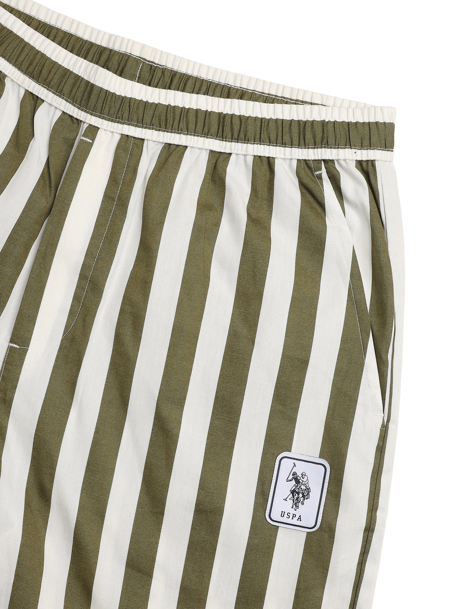 Vertical Striped Mid Rise OELP1 Lounge Pants Olive - U.S. Polo Assn. India | Large