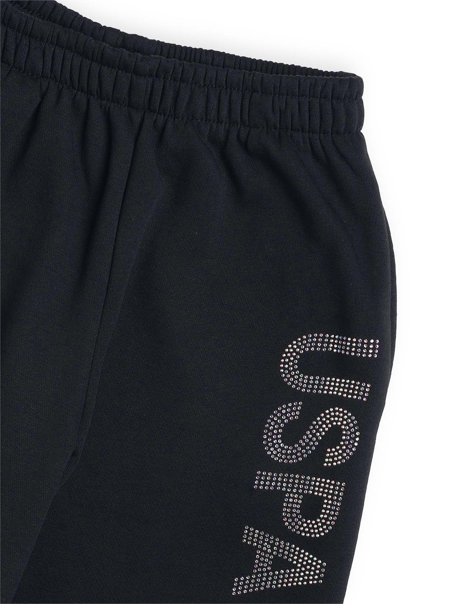 Girls Solid Regular Fit Joggers Black - U.S. POLO ASSN. | Large