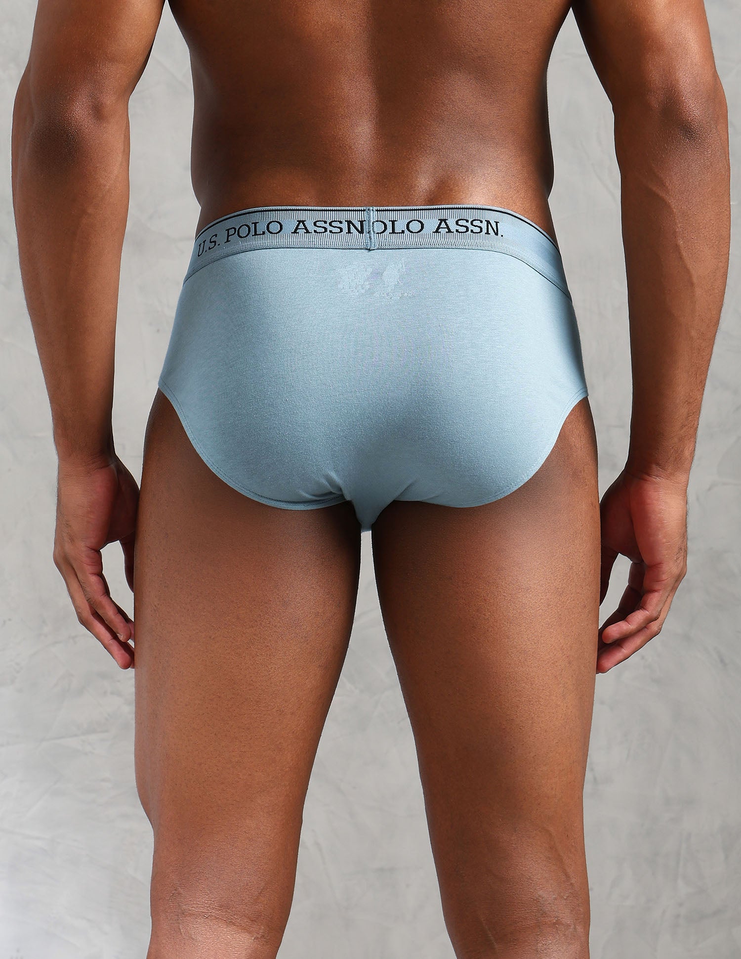 Solid Low Rise OEB15 Briefs - Pack Of 3 Stone Blue, Granite Green and Antler - U.S. POLO ASSN. | Large