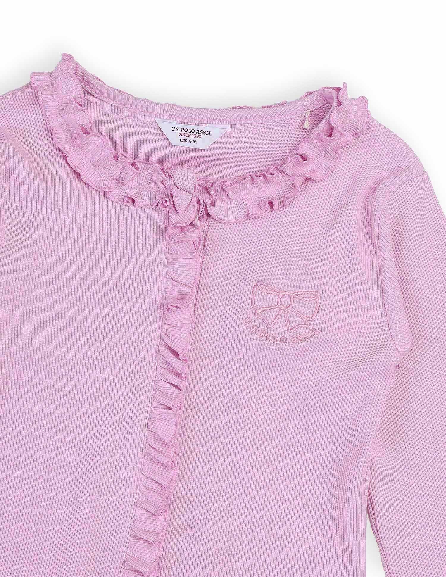 Girls Textured Slim Fit Top Pink - U.S. POLO ASSN. | Large