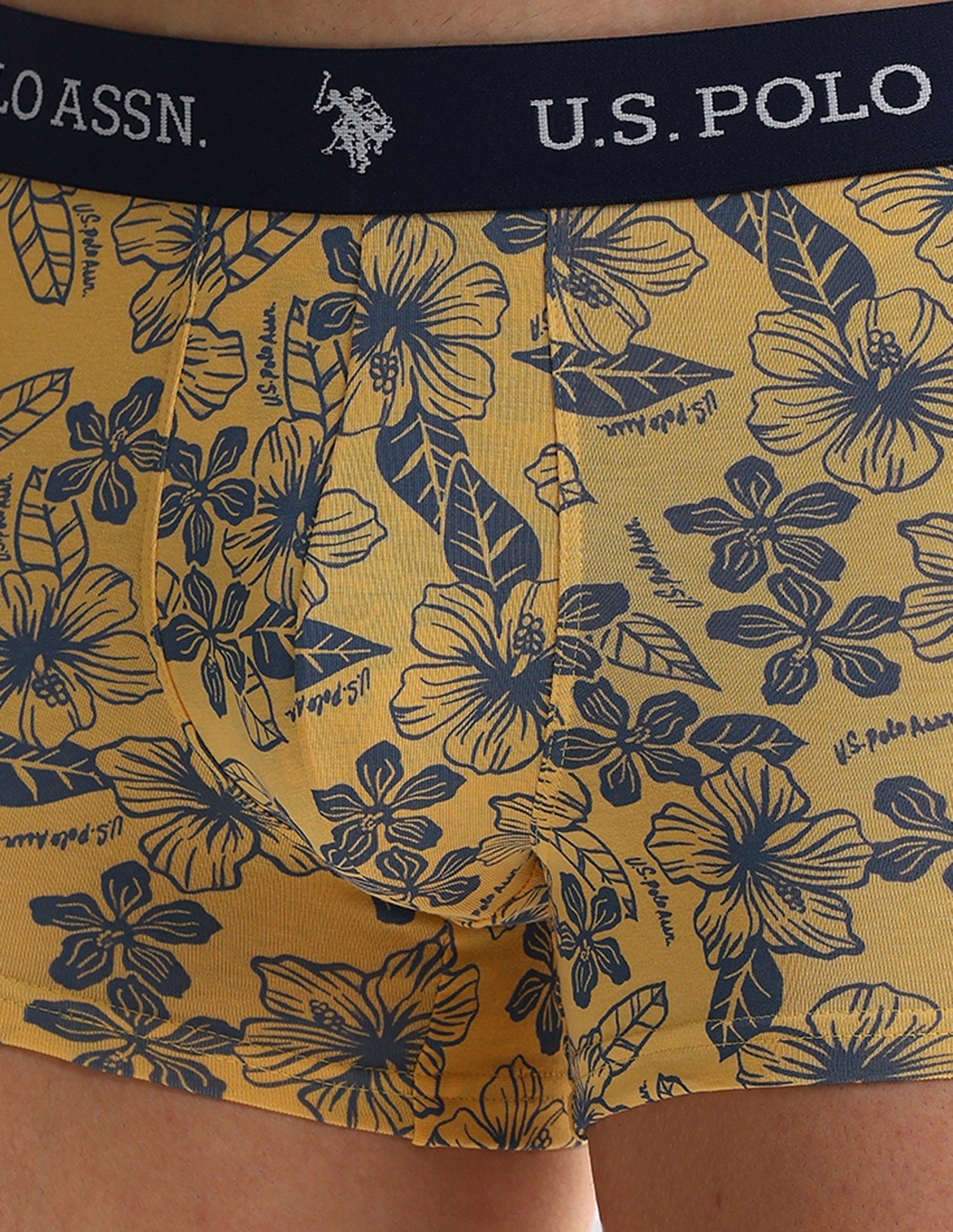 Elastic Waistband Ribbed OET08 Trunks - Pack Of 3 Yellow and Blue - U.S. POLO ASSN. | Large