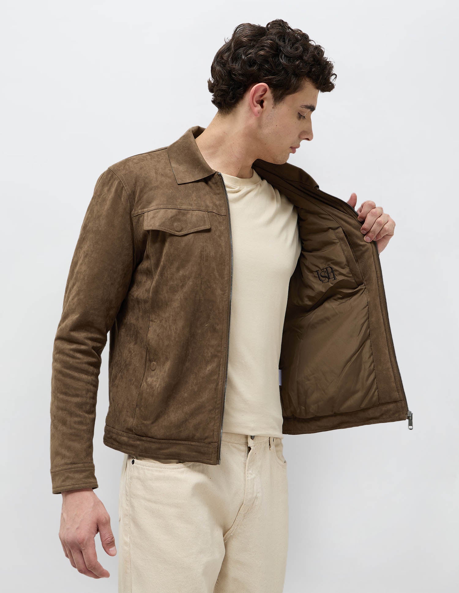 Solid Regular Fit Jacket Brown - U.S. Polo Assn. India | Large