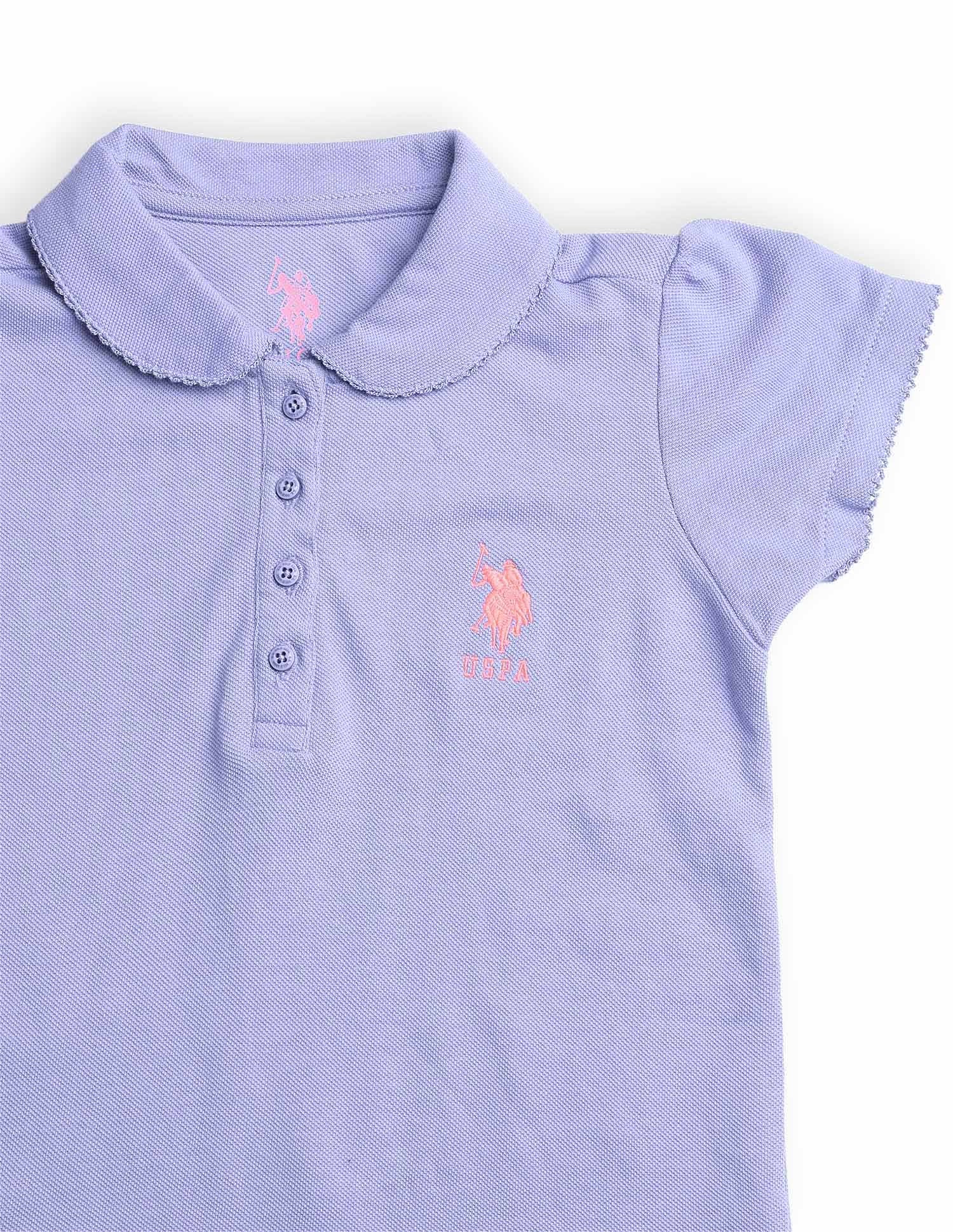 Girls Solid Cotton Polo Shirt Light Purple - U.S. POLO ASSN. | Large