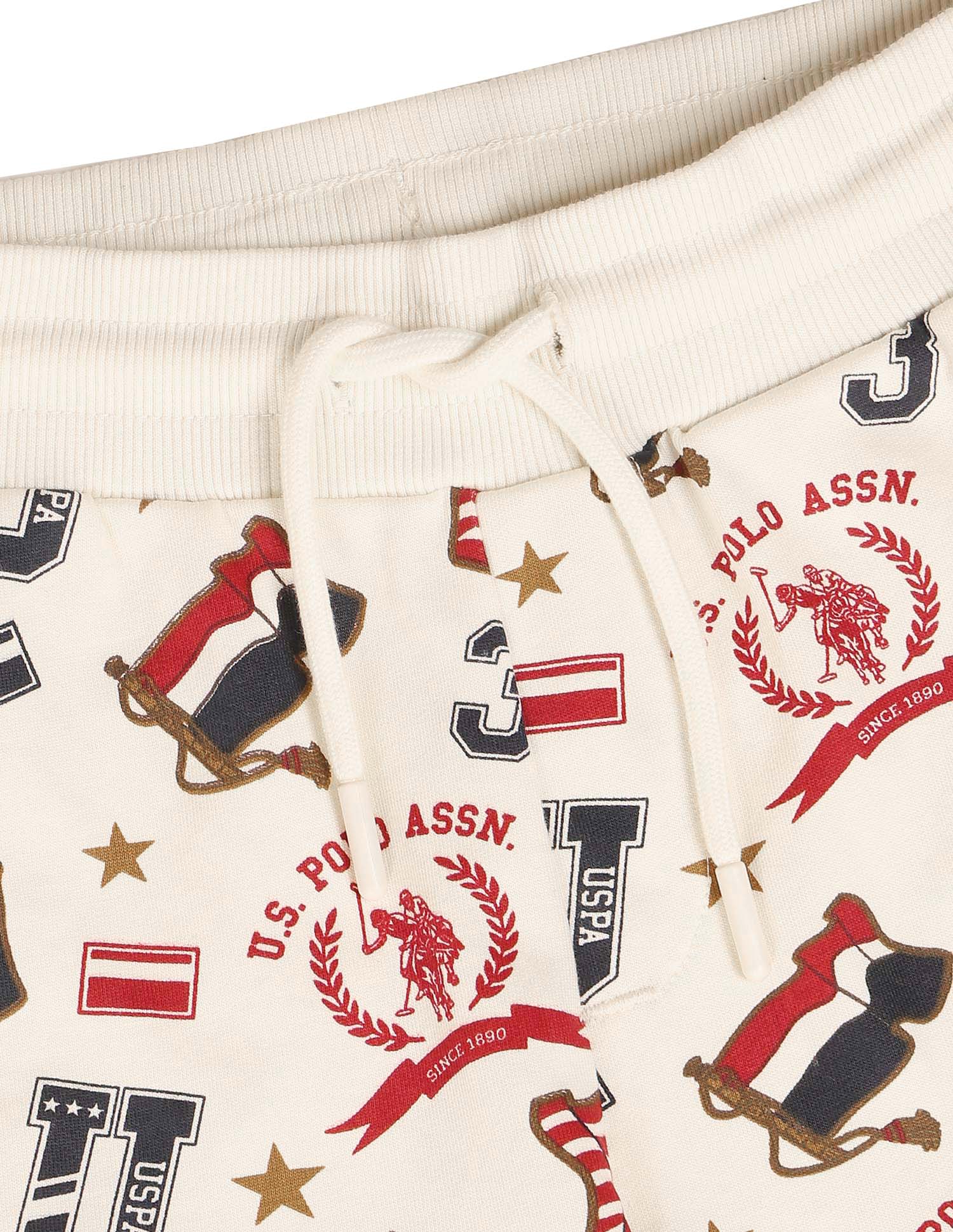 Boys Brand Printed Regular Fit Joggers White - U.S. POLO ASSN. | Large