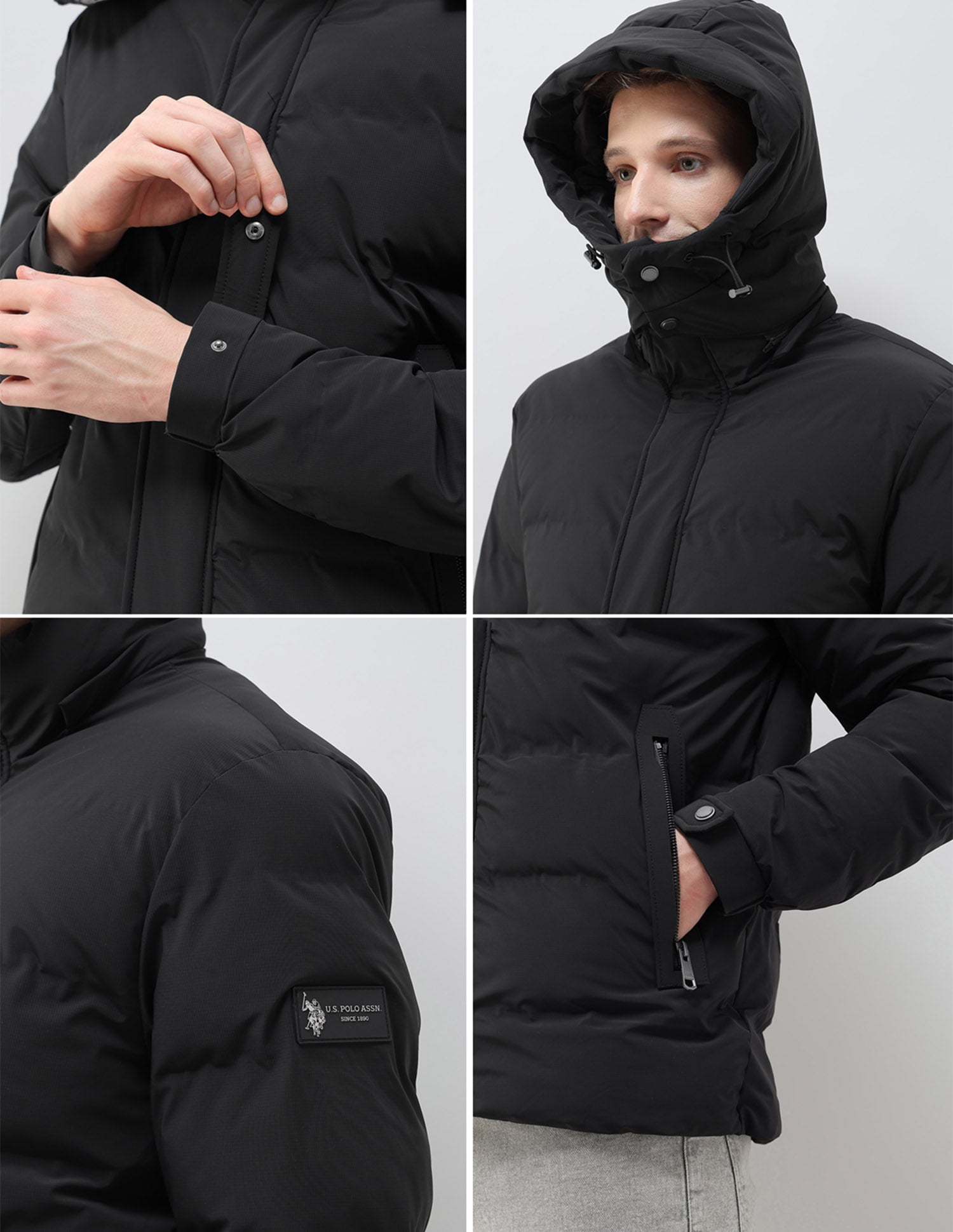 Detachable Hood Smartheat Jacket Black - U.S. POLO ASSN. | Large