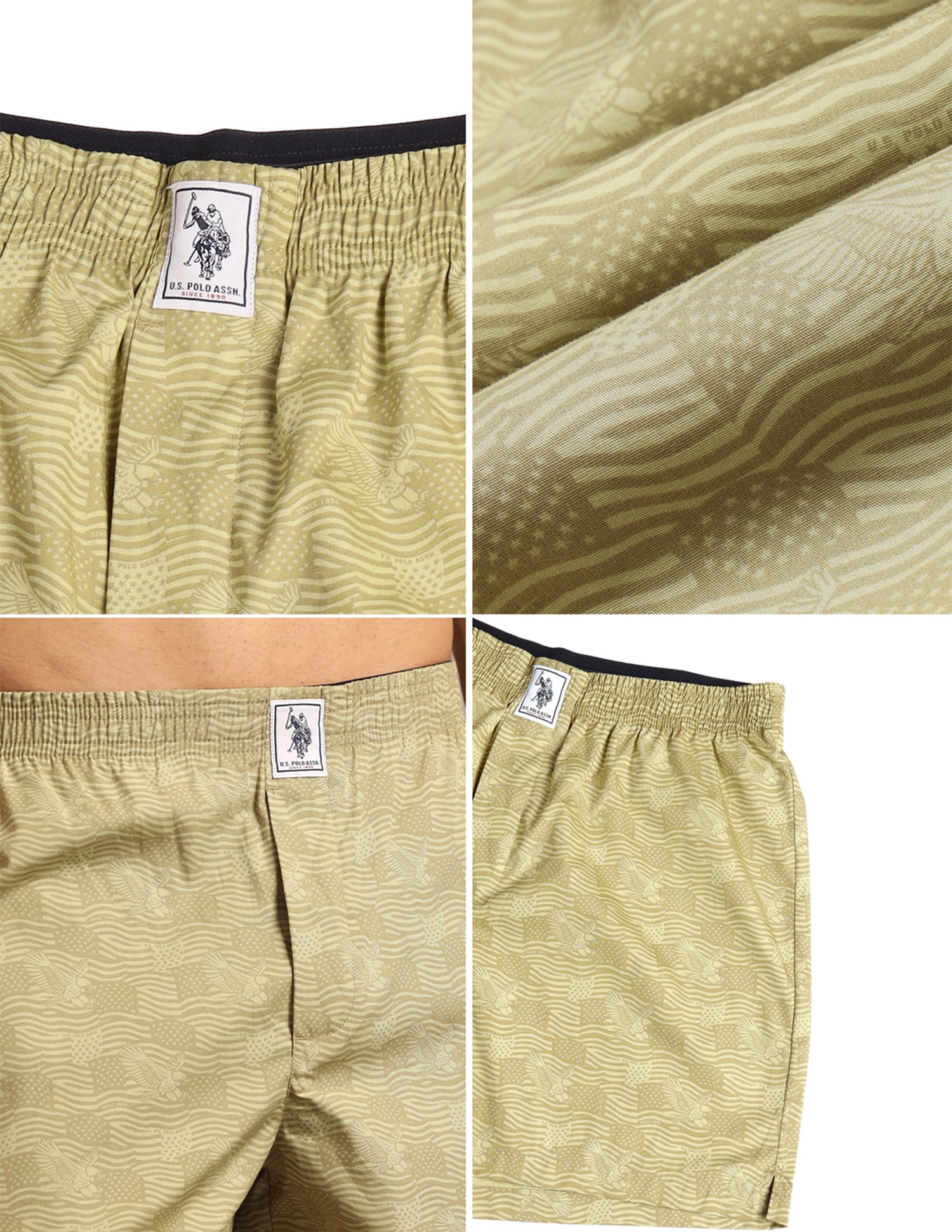 Pure Cotton Printed I657-PR Boxers - Pack Of 1 Paleolive Eagle - U.S. Polo Assn. India | Large