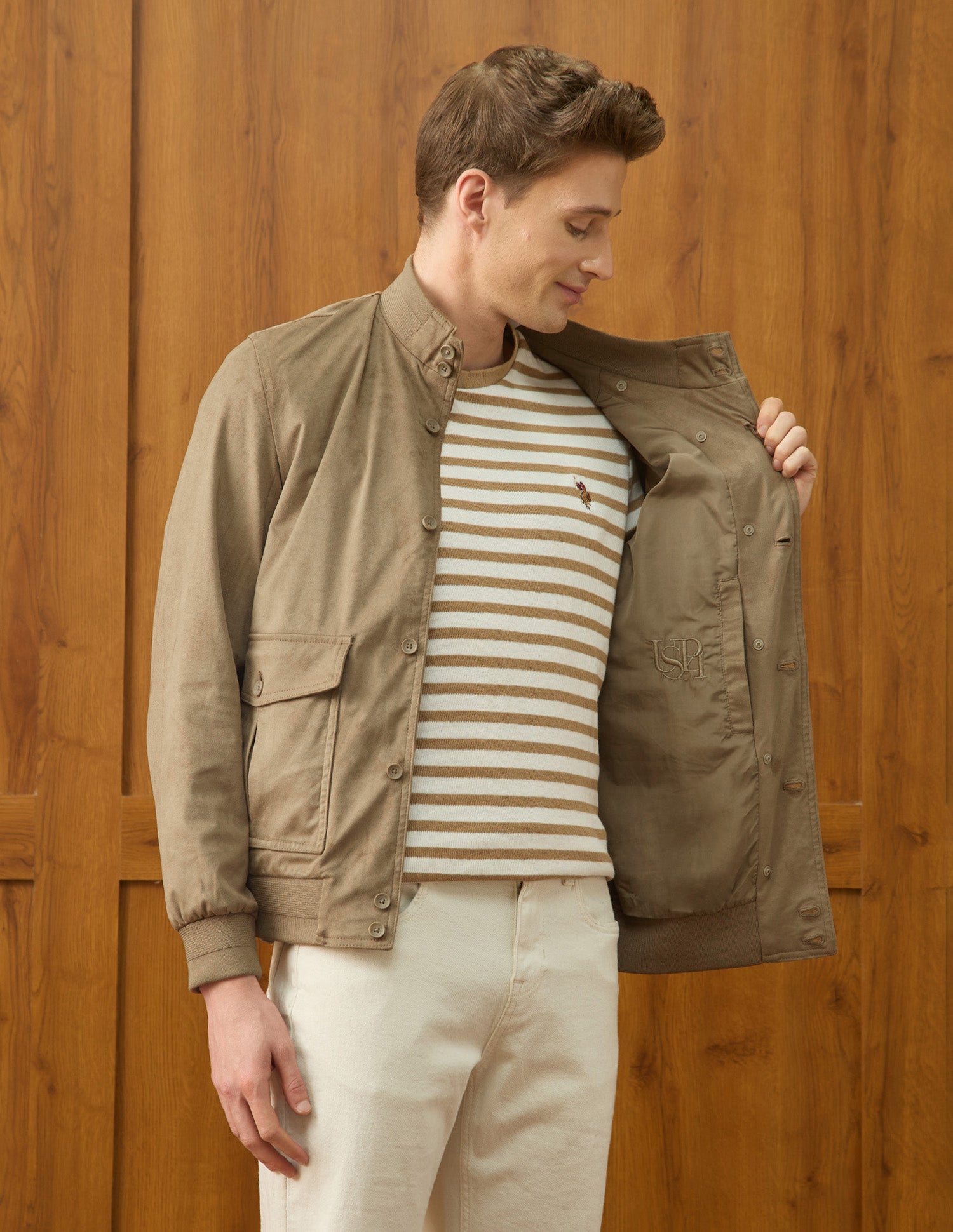 Solid Equestrian Aisle Theater Jacket Camel - U.S. Polo Assn. India | Large