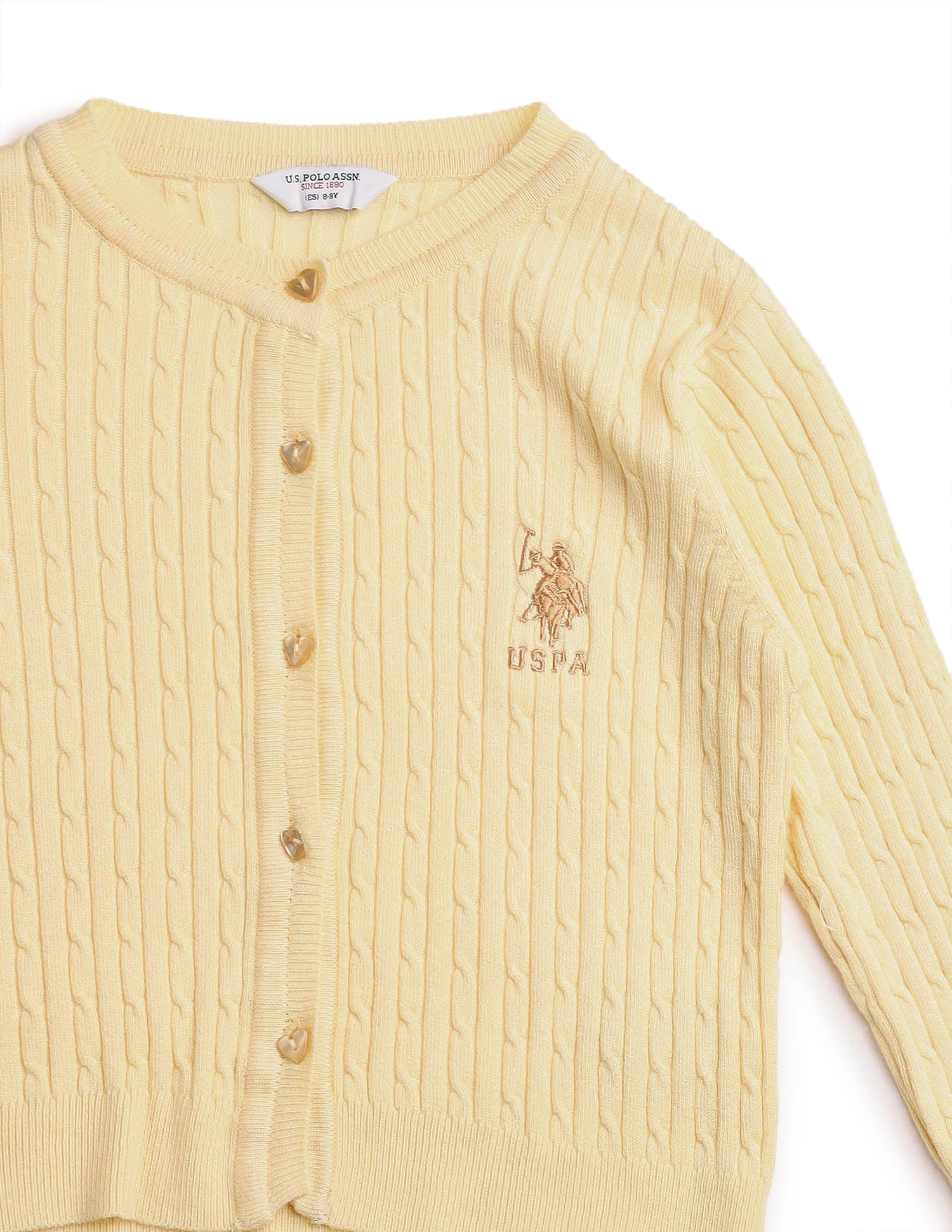 Girls Textured Regular Fit Sweater Light Yellow - U.S. POLO ASSN. | Large