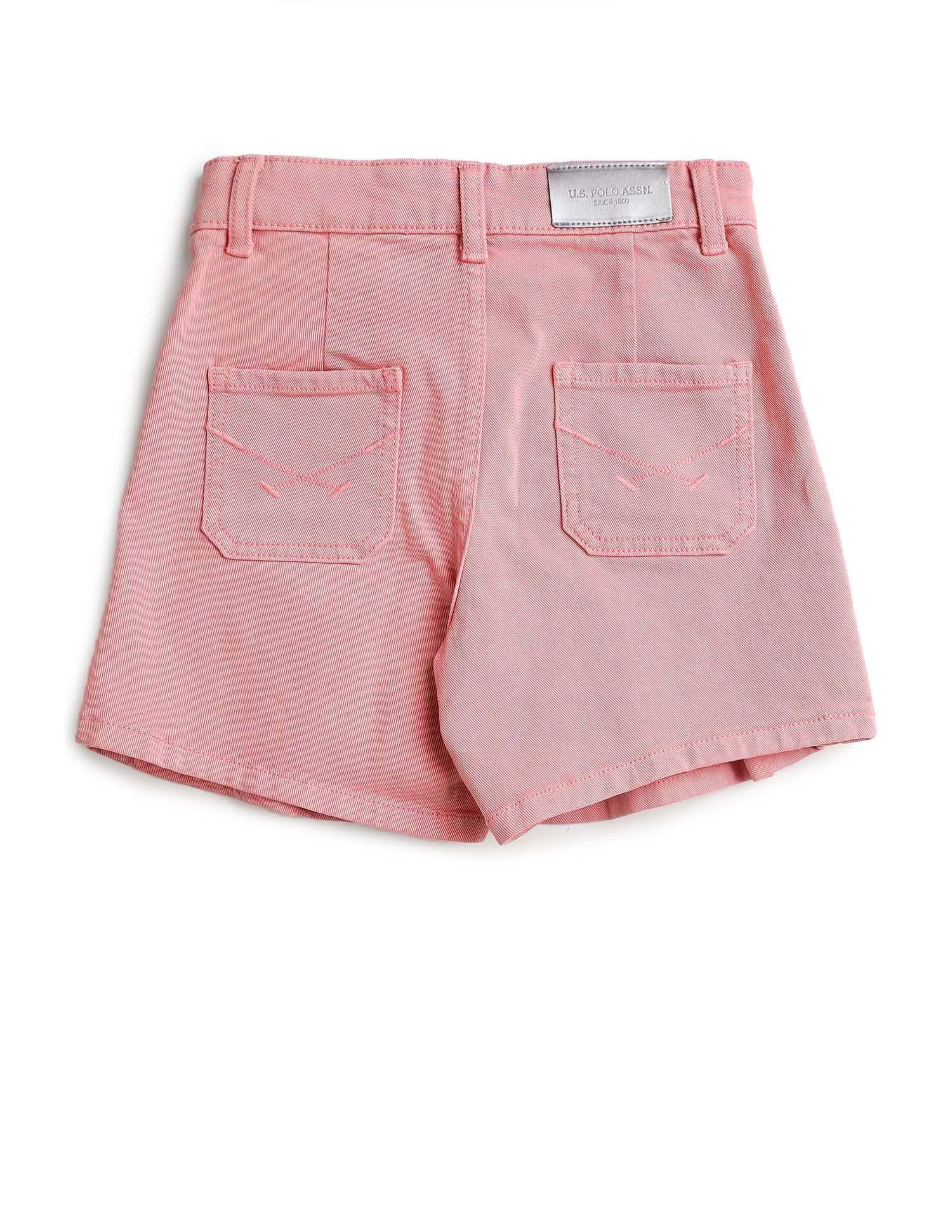Girls Regular Fit Denim Shorts Pink - U.S. POLO ASSN. | Large