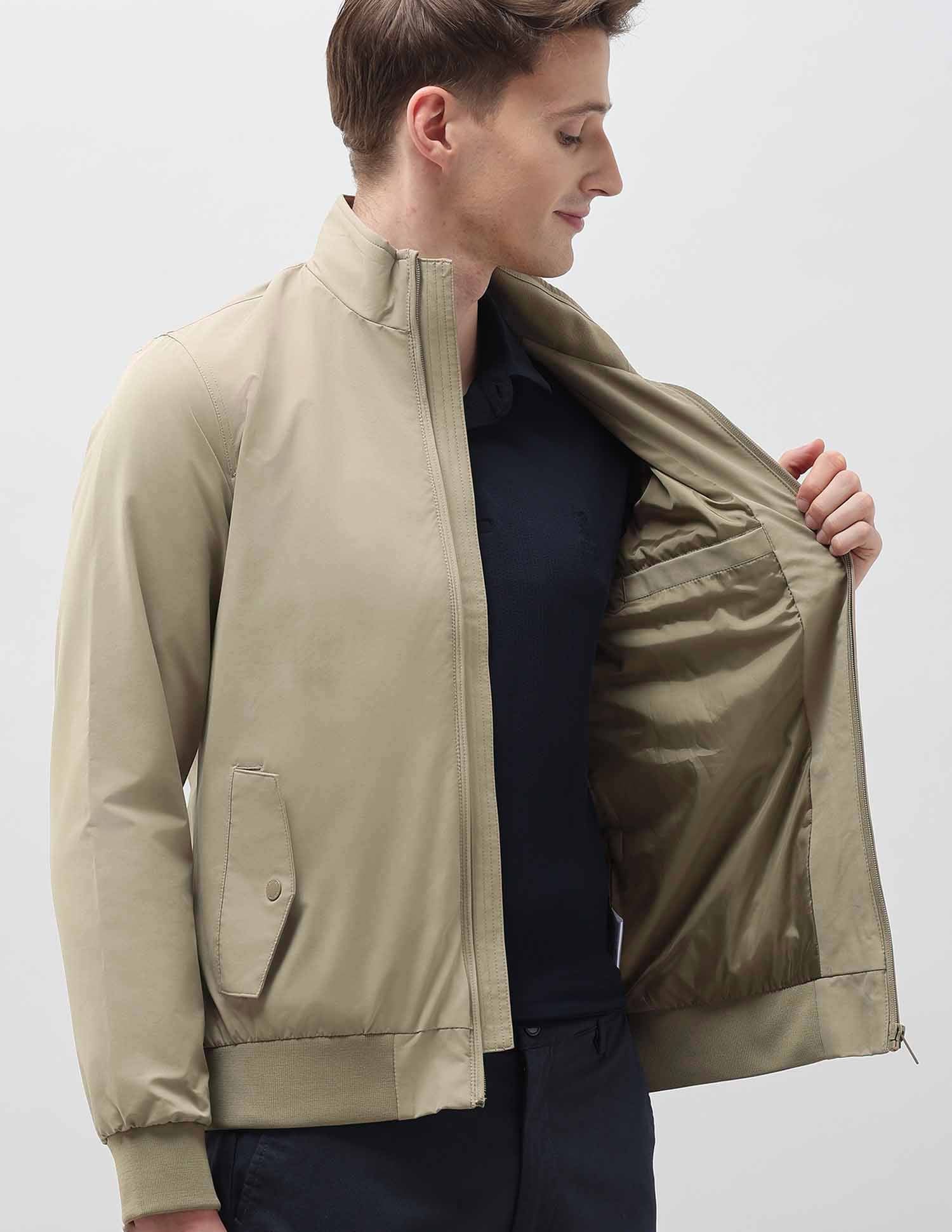 Regular Fit Solid Casual Jacket Khaki - U.S. Polo Assn. India | Large