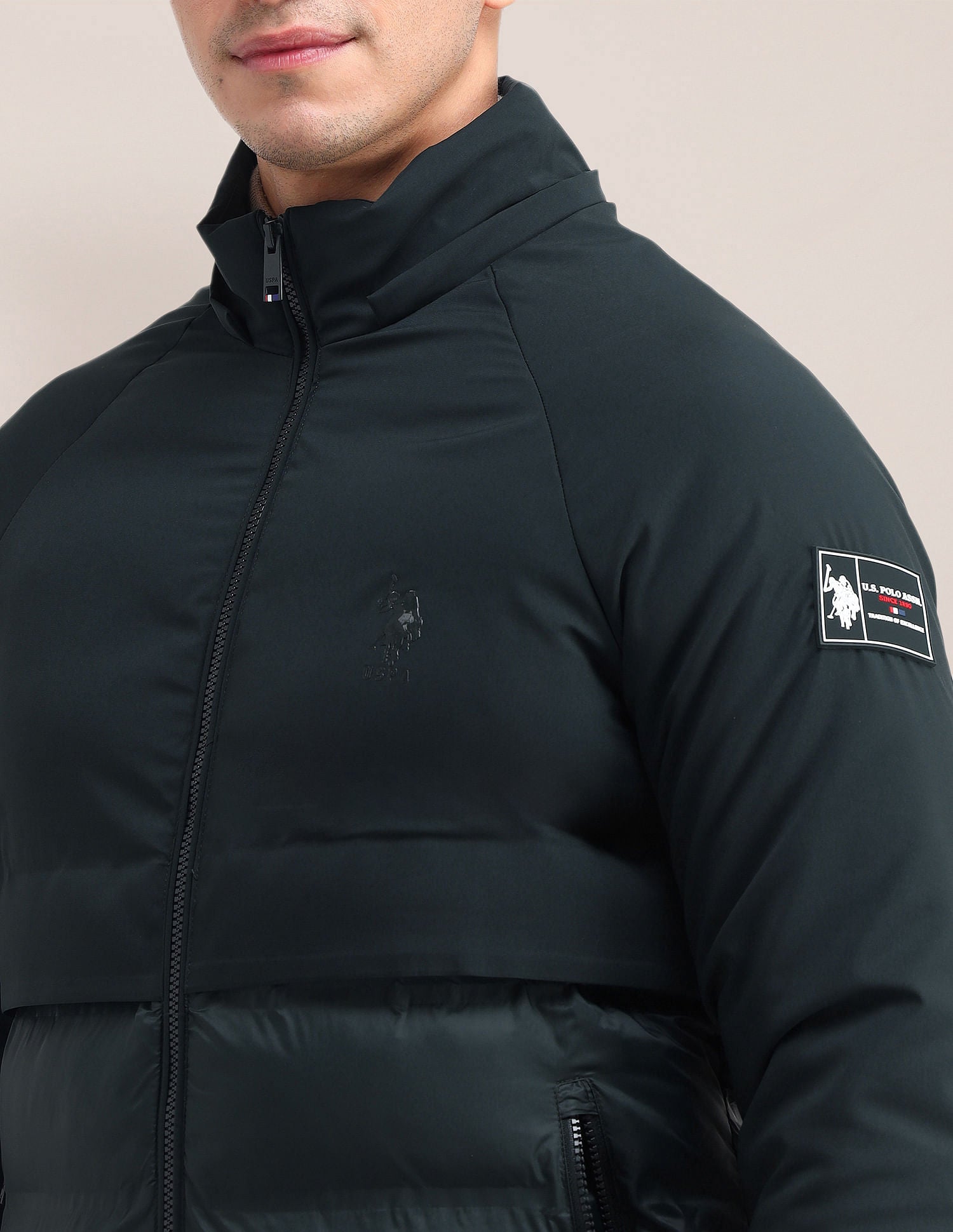 Solid Hooded Puffer Jacket Dark Green - U.S. POLO ASSN. | Large