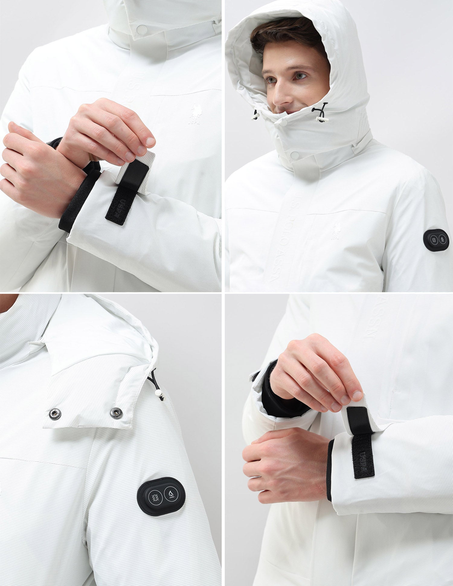 Detachable Hood Smartheat Jacket White - U.S. POLO ASSN. | Large