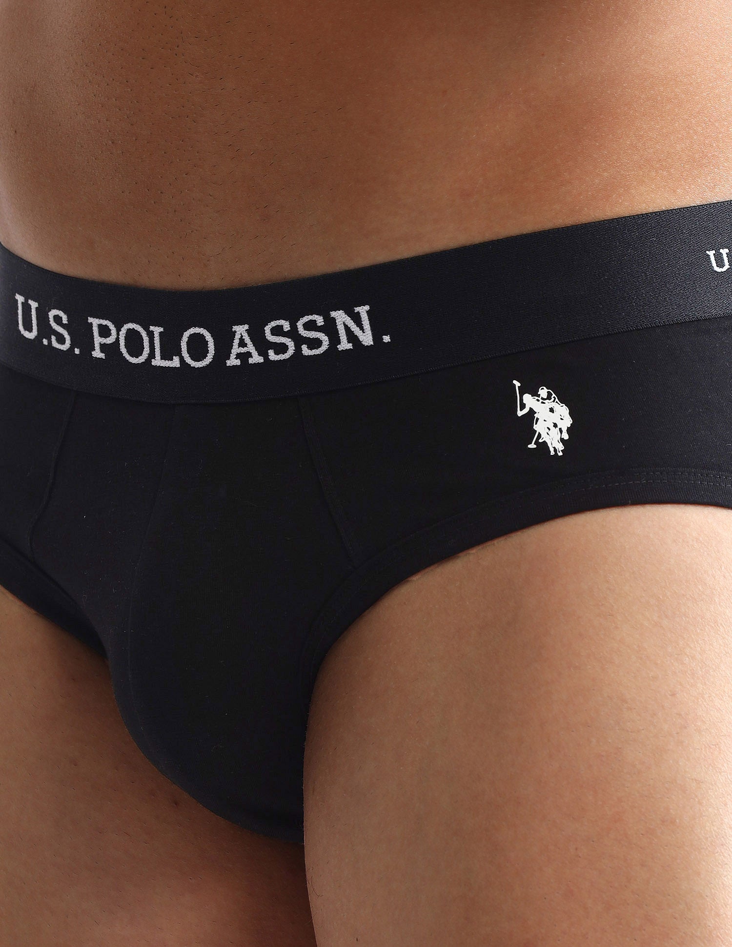 Anti Microbial Solid OEB13 Briefs - Pack Of 3 Black, Navy and Grey Melange - U.S. POLO ASSN. | Large