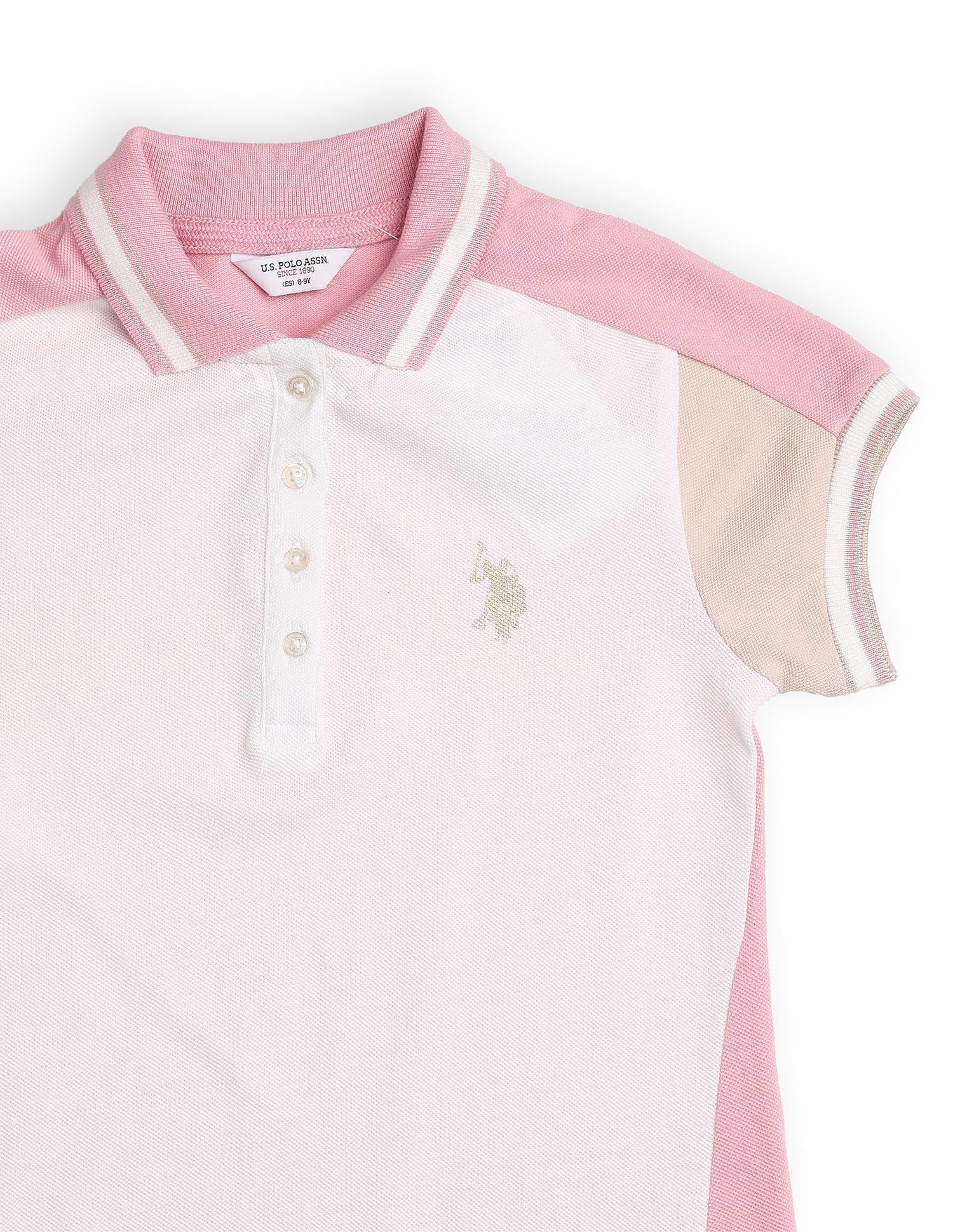 Girls Colour Block Polo Dress White - U.S. Polo Assn. India | Large