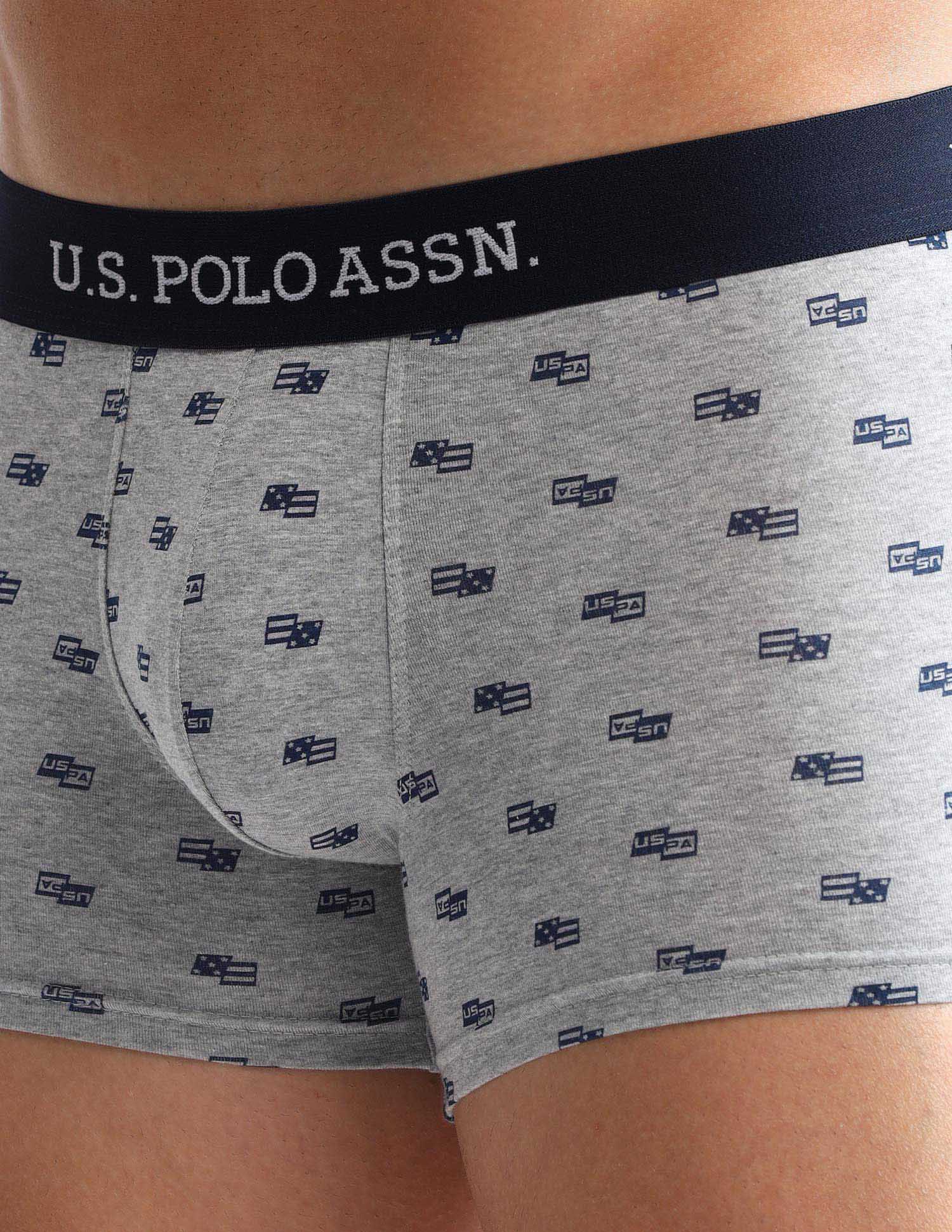 Anti Microbial Printed OET14 Trunks - Pack Of 3 Grey Melange, Blue and Navy - U.S. POLO ASSN. | Large