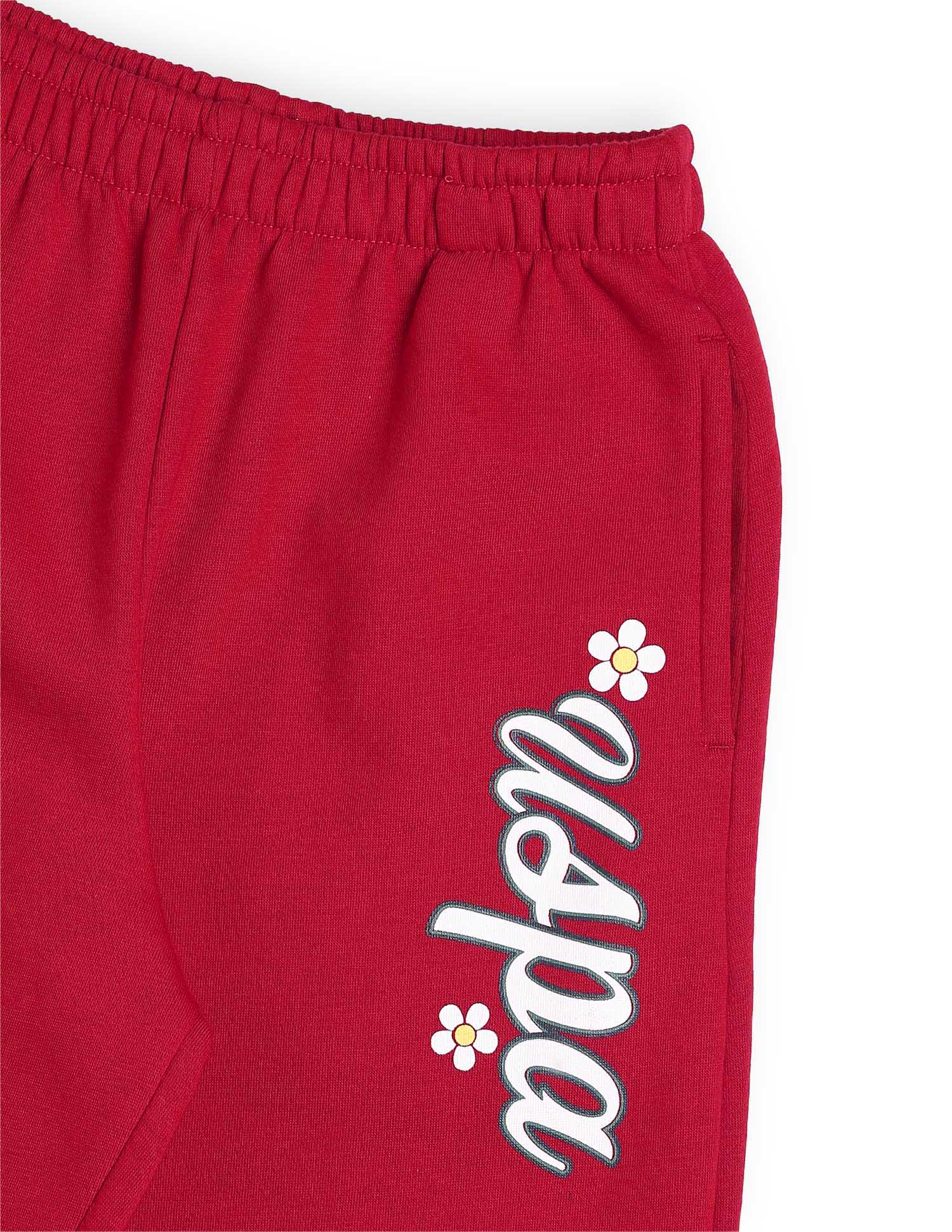 Girls Solid Regular Fit Joggers Red - U.S. POLO ASSN. | Large