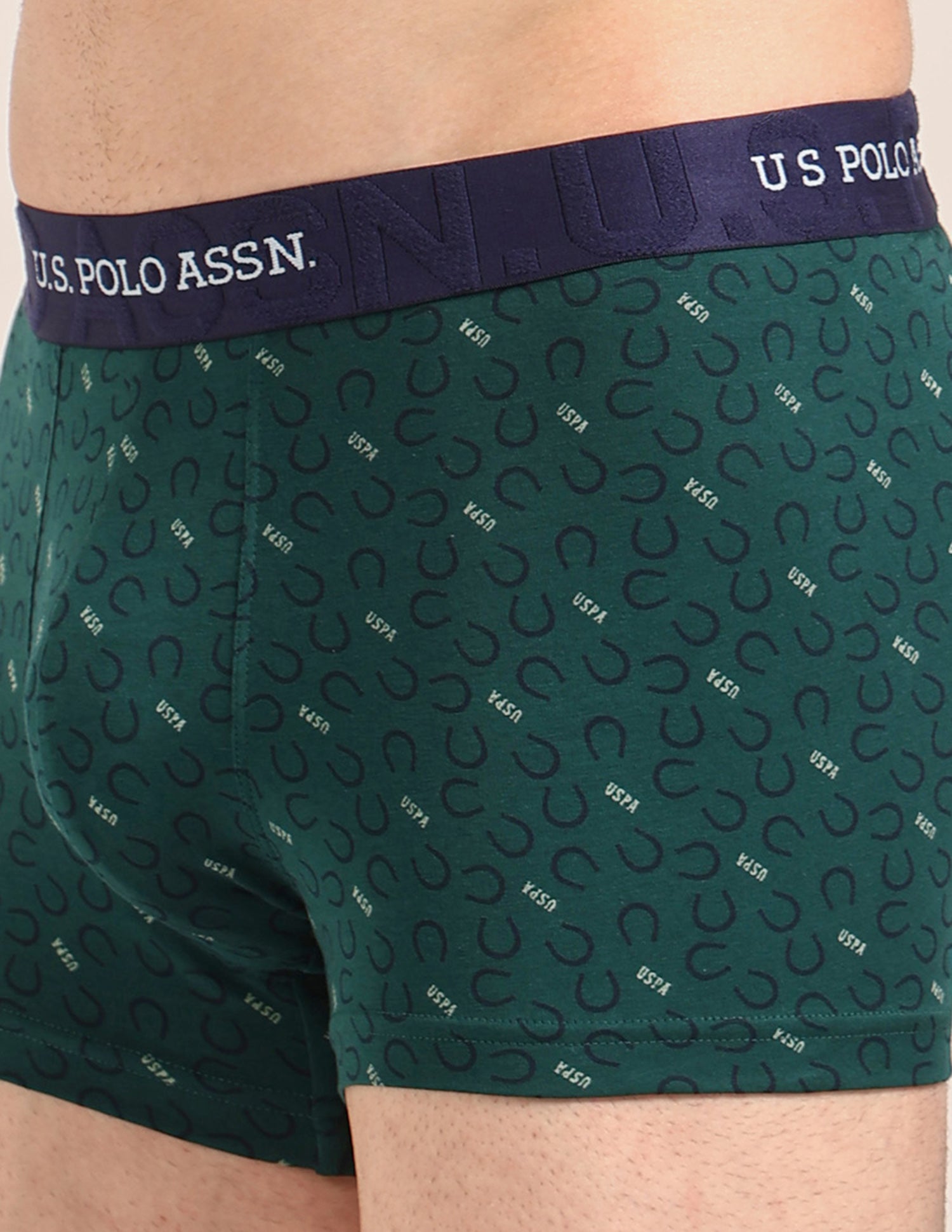 Printed Cotton Stretch Essential OET23 Trunk - Pack Of 2 Bistro Green/Pale Olive Green - U.S. Polo Assn. India | Large