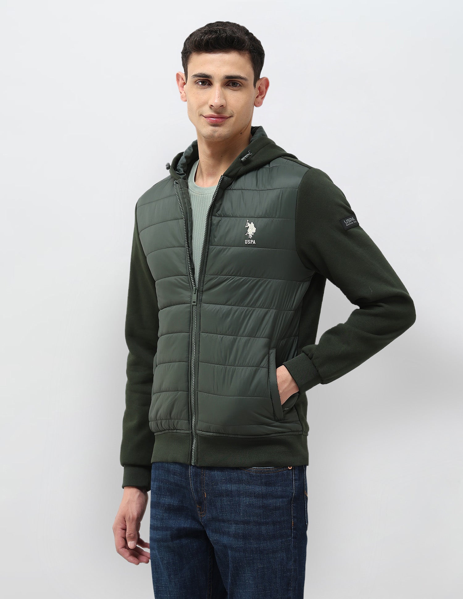 Solid Regular Fit Puffer Jacket Olive - U.S. POLO ASSN. | Large