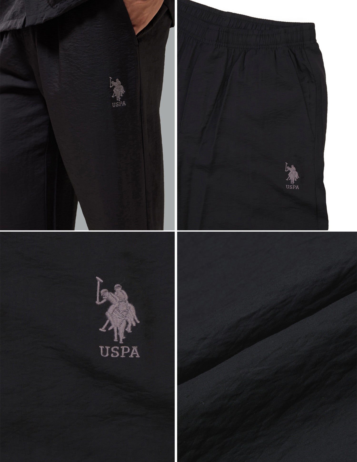 Crinkled Featherlight OESS02 Sleep Set Black - U.S. Polo Assn. India | Large