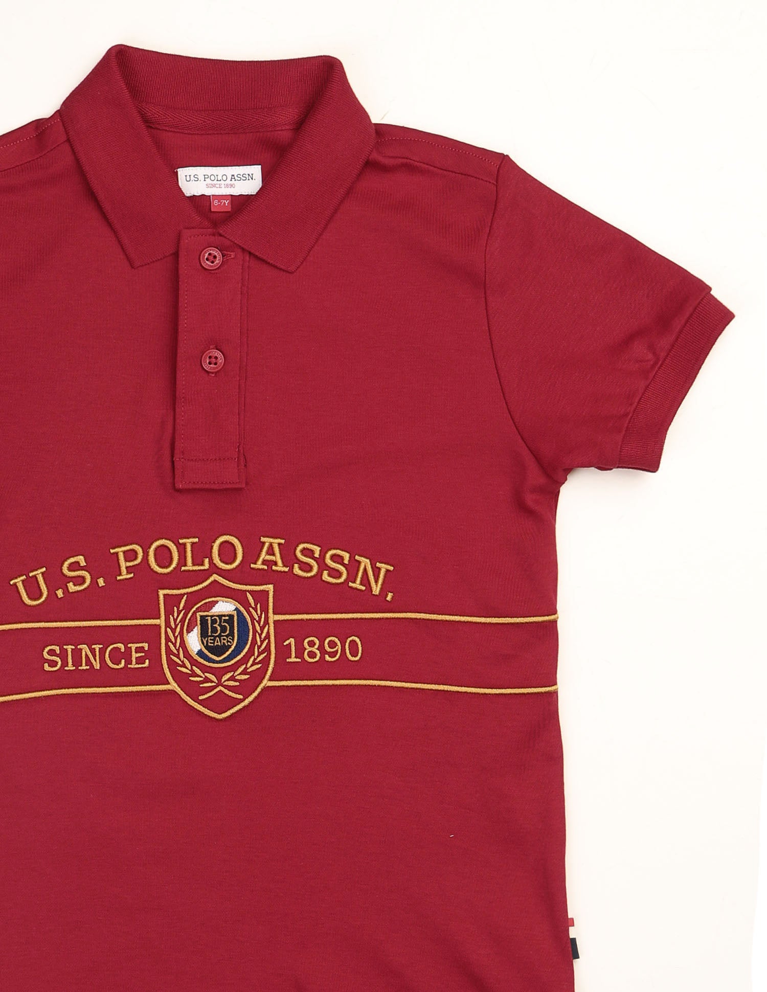 Boys Brand Embroidered Pure Cotton Polo Shirt Red - U.S. POLO ASSN. | Large