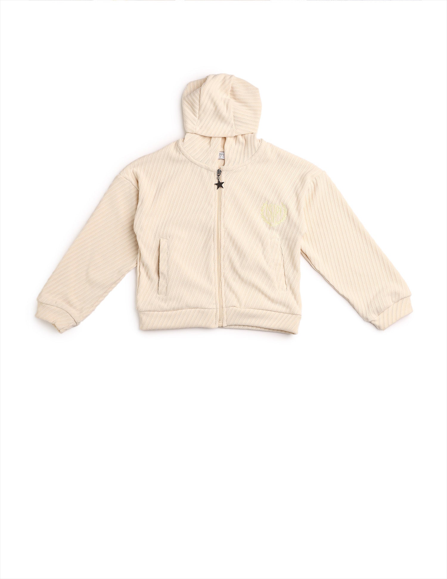 Girls Zipper Hooded Sweatshirt Off White - U.S. POLO ASSN. | Large