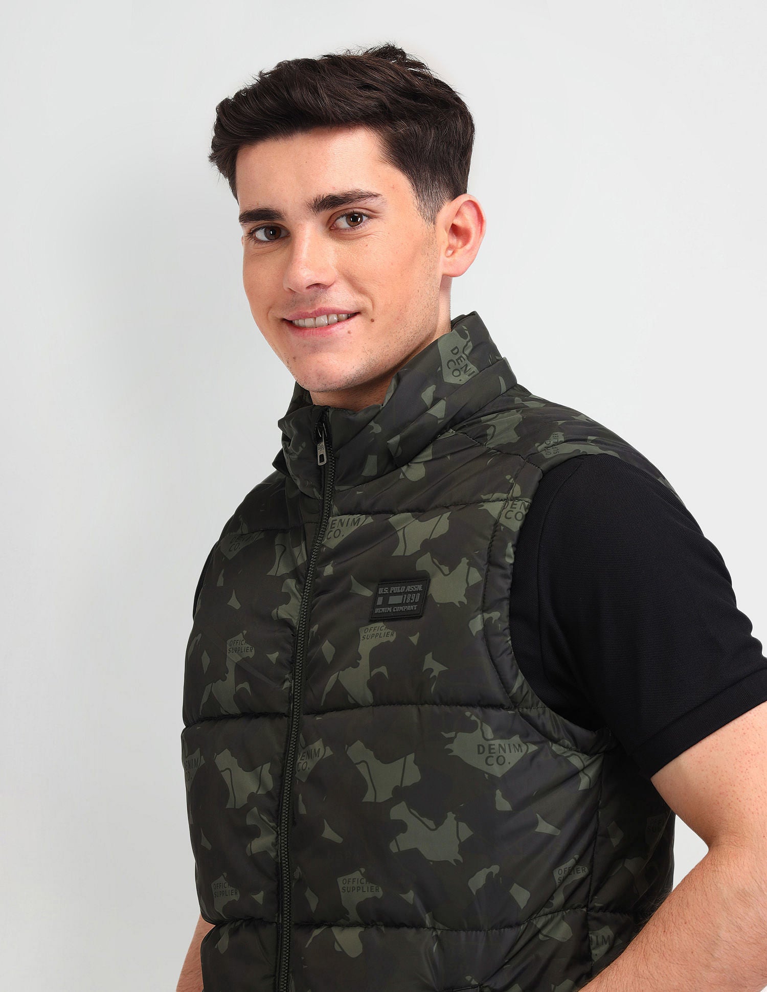 Camouflage Print Regular Fit Jacket Charcoal-Olive Camo - U.S. POLO ASSN. | Large
