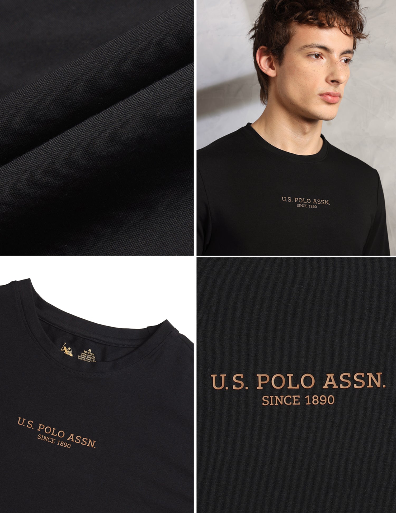 Brethable Full Sleeve PE006-PL Lounge T-Shirt - Pack Of 1 Black - U.S. Polo Assn. India | Large