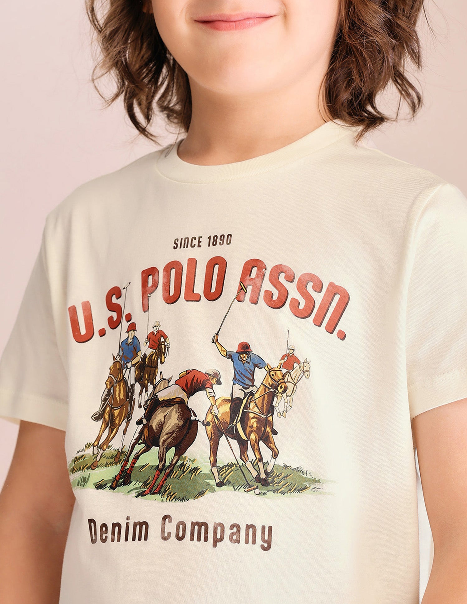 Boys Brand Embossed T-Shirt - Pack Of 2 Ivory and Olive - U.S. POLO ASSN. | Large