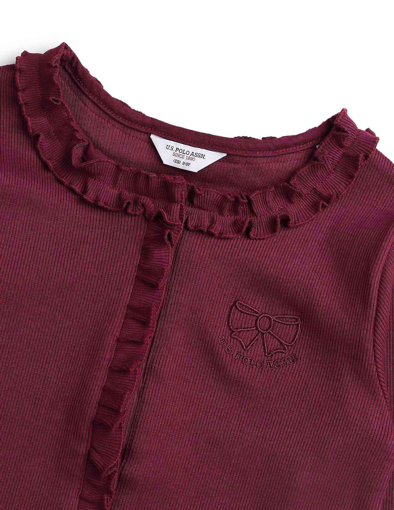 Girls Textured Slim Fit Top Burgundy - U.S. POLO ASSN. | Large