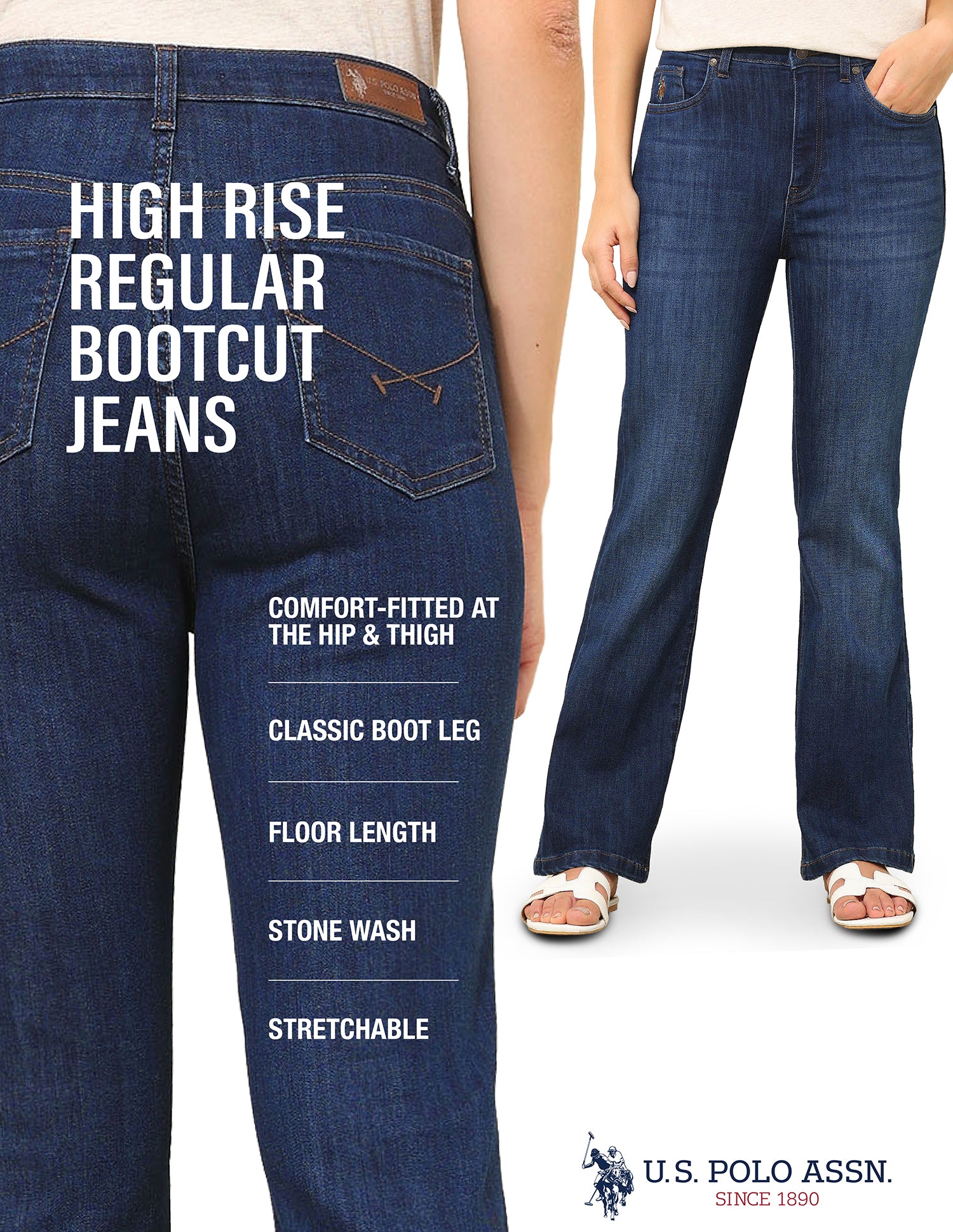 High Rise Bootcut Jeans Dark Blue - U.S. Polo Assn. India | Large