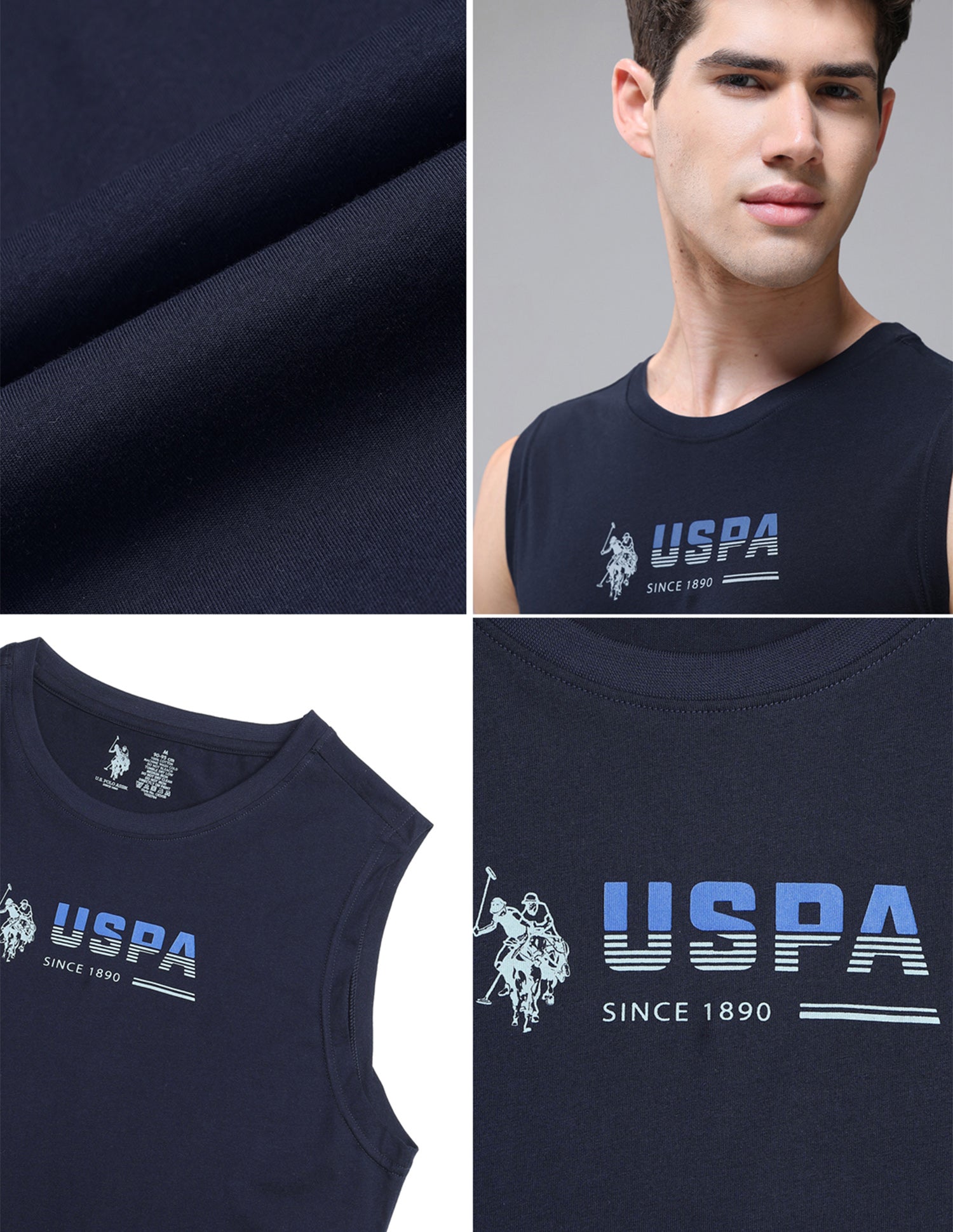 Solid Cotton OEV06 Vest - Pack Of 1 Navy - U.S. Polo Assn. India | Large