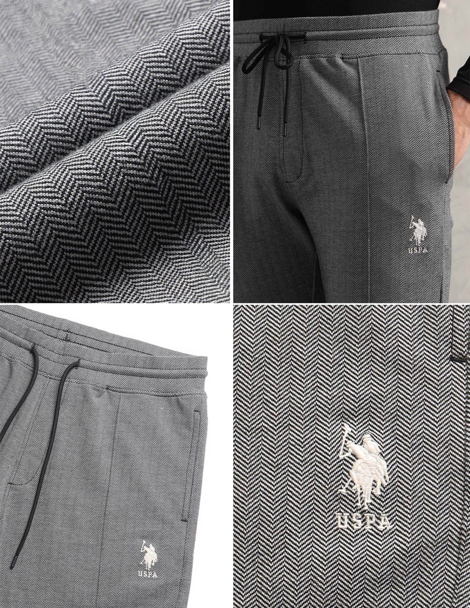 Chevron Cotton Stretch PR003 Lounge Pants - Pack Of 1 Black - U.S. Polo Assn. India | Large