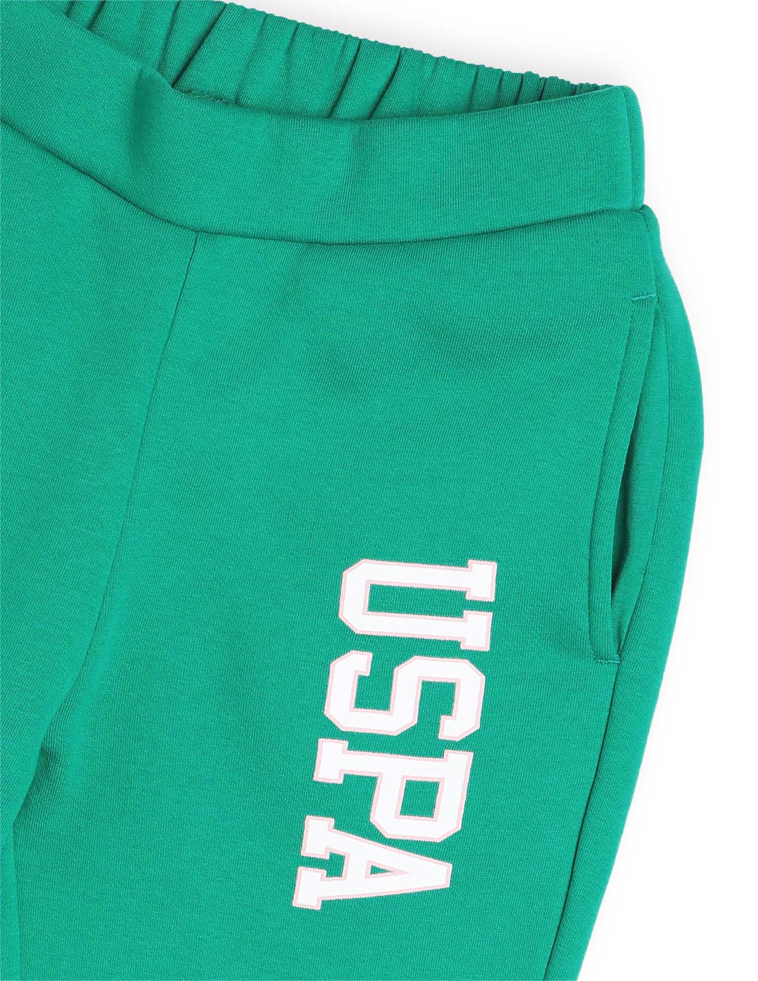 Girls Solid Regular Fit Flared Track Pants Green - U.S. POLO ASSN. | Large