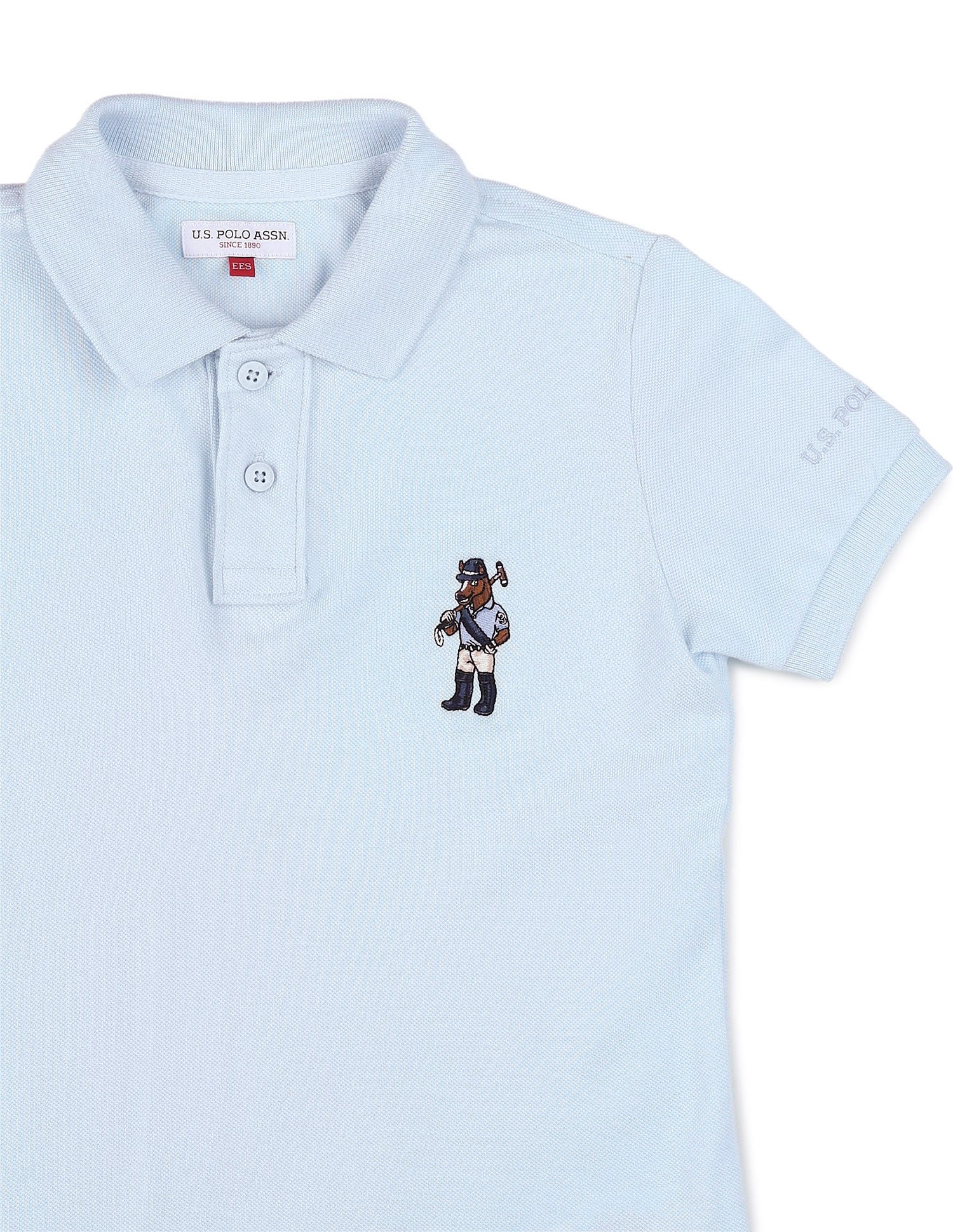 Boys Solid Pure Cotton Polo Shirt Light Blue - U.S. POLO ASSN. | Large