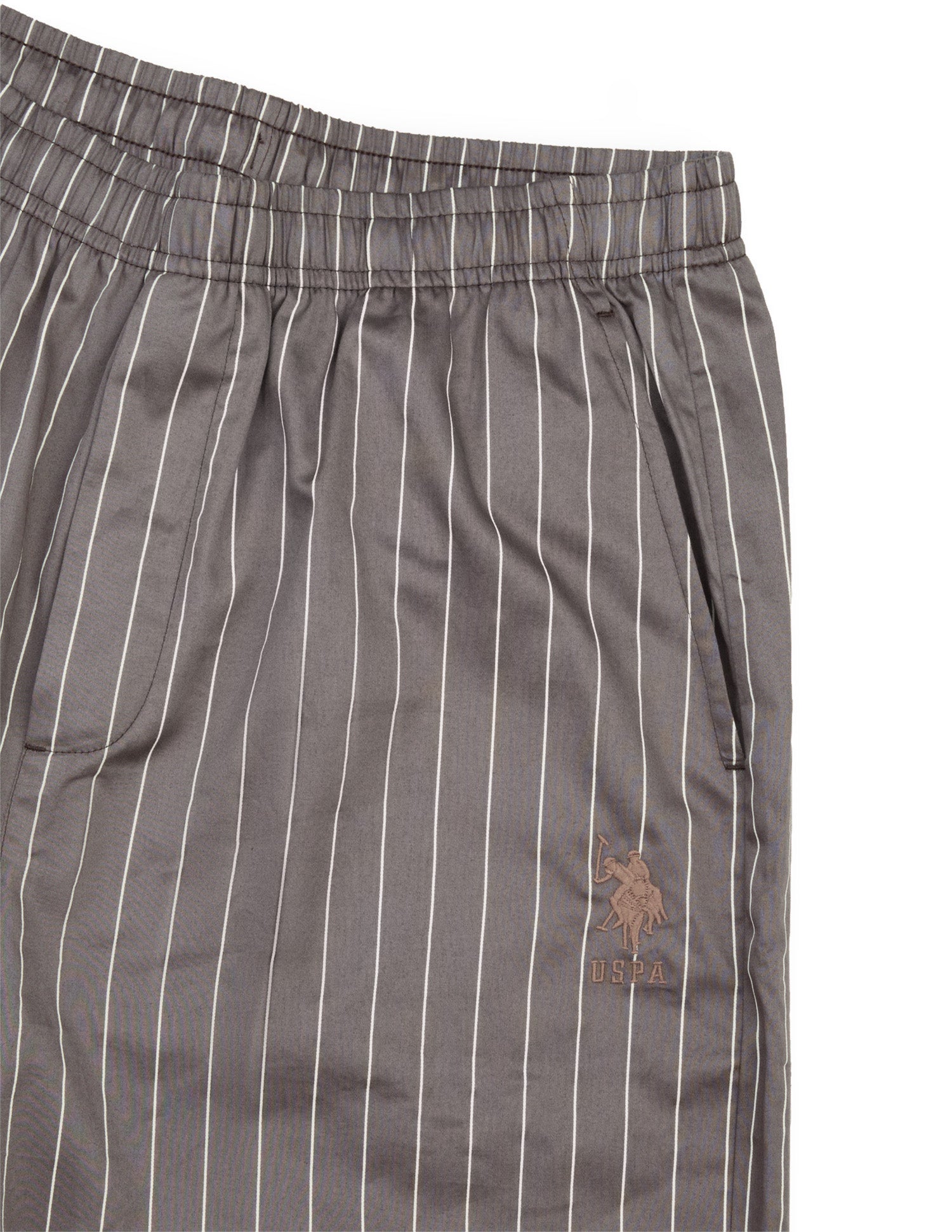 Pure Cotton Striped OESS03 Sleep Set Dark Brown - U.S. Polo Assn. India | Large