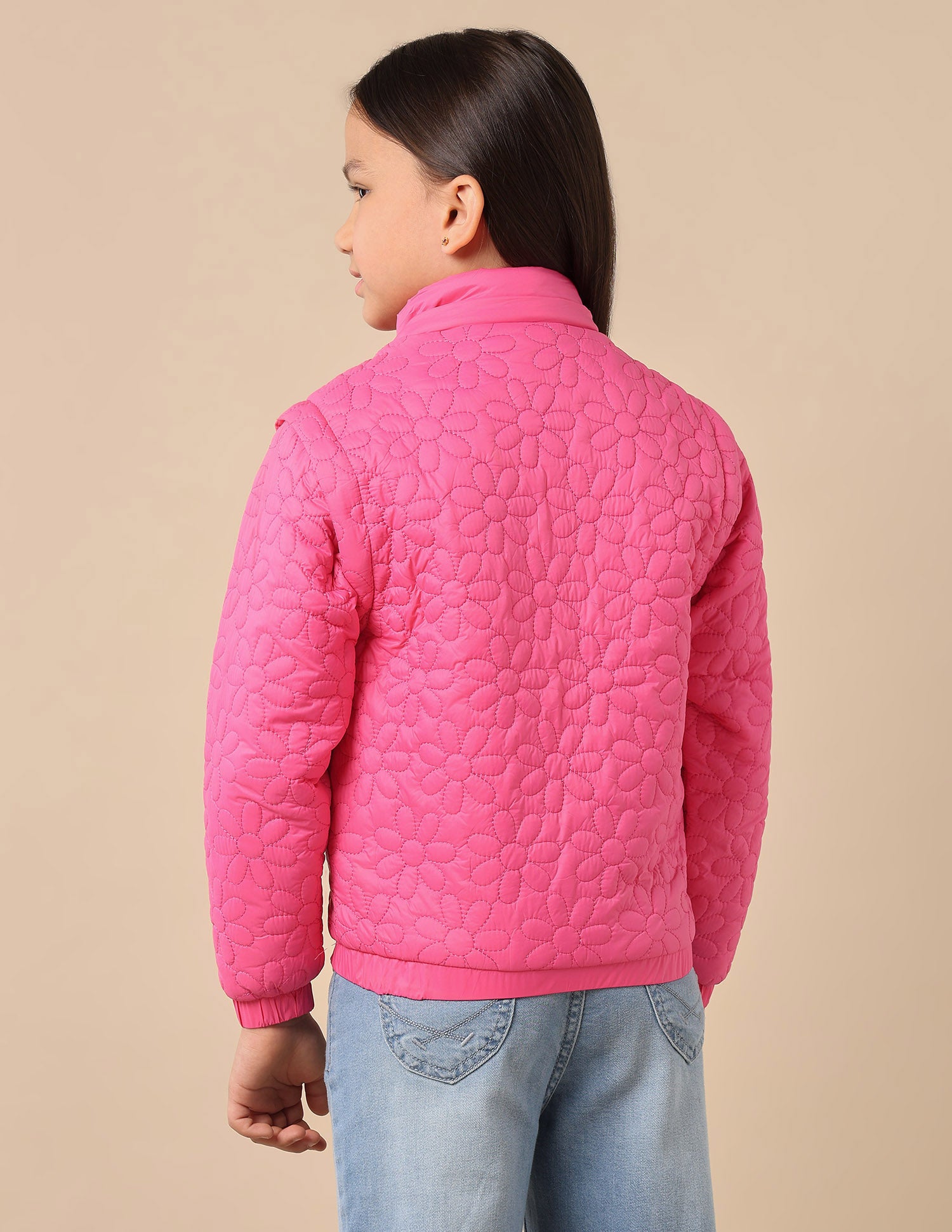 Girls Detachable Hood And Sleeve Jacket Pink - U.S. POLO ASSN. | Large