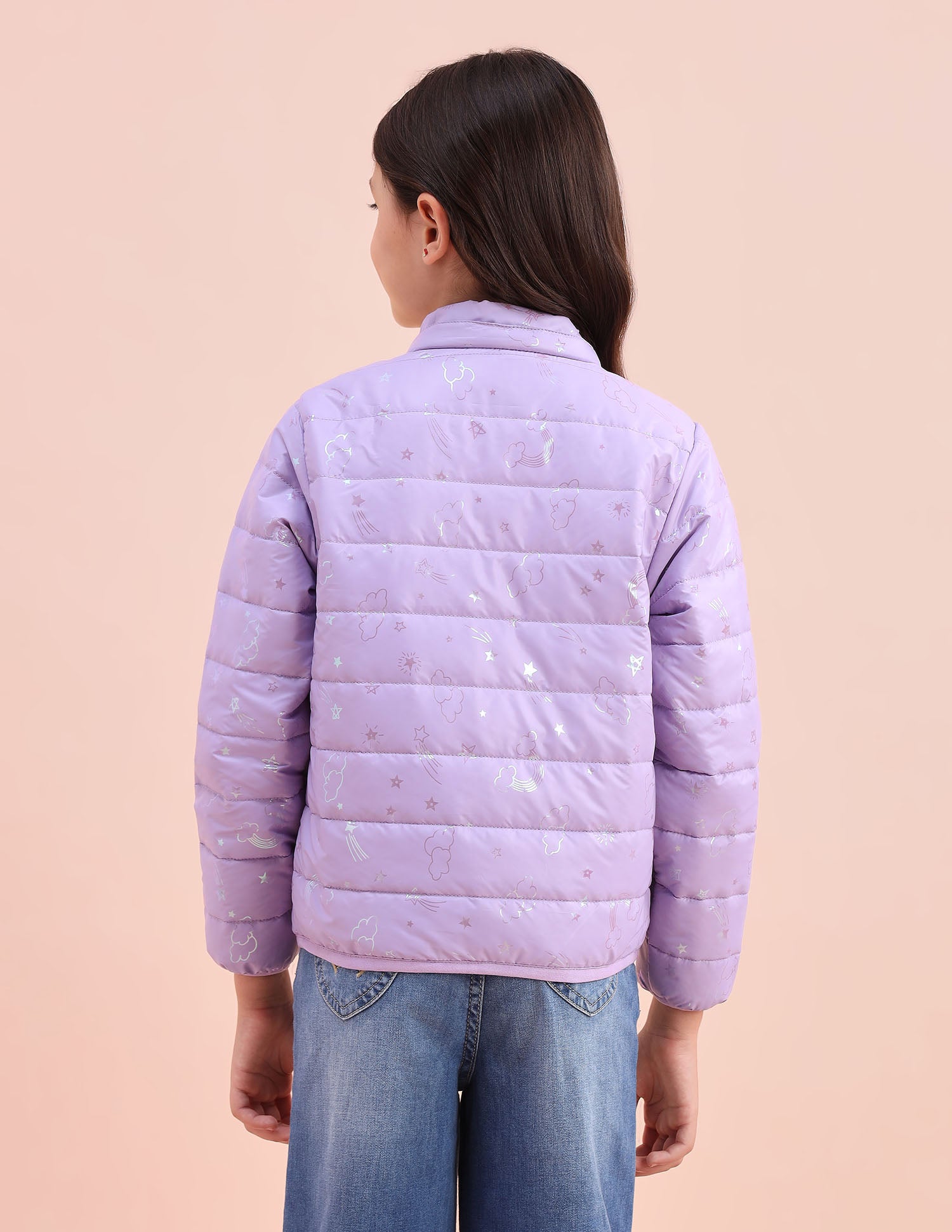 Graphic Printed Puffer Jacket Lilac - U.S. POLO ASSN. | Large