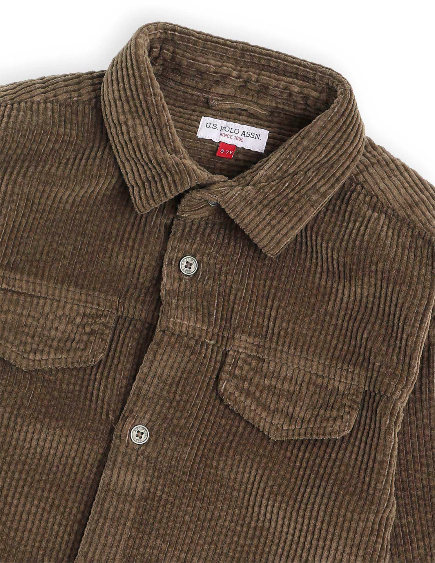 Boys Corduroy Regular Fit Shacket Brown - U.S. POLO ASSN. | Large