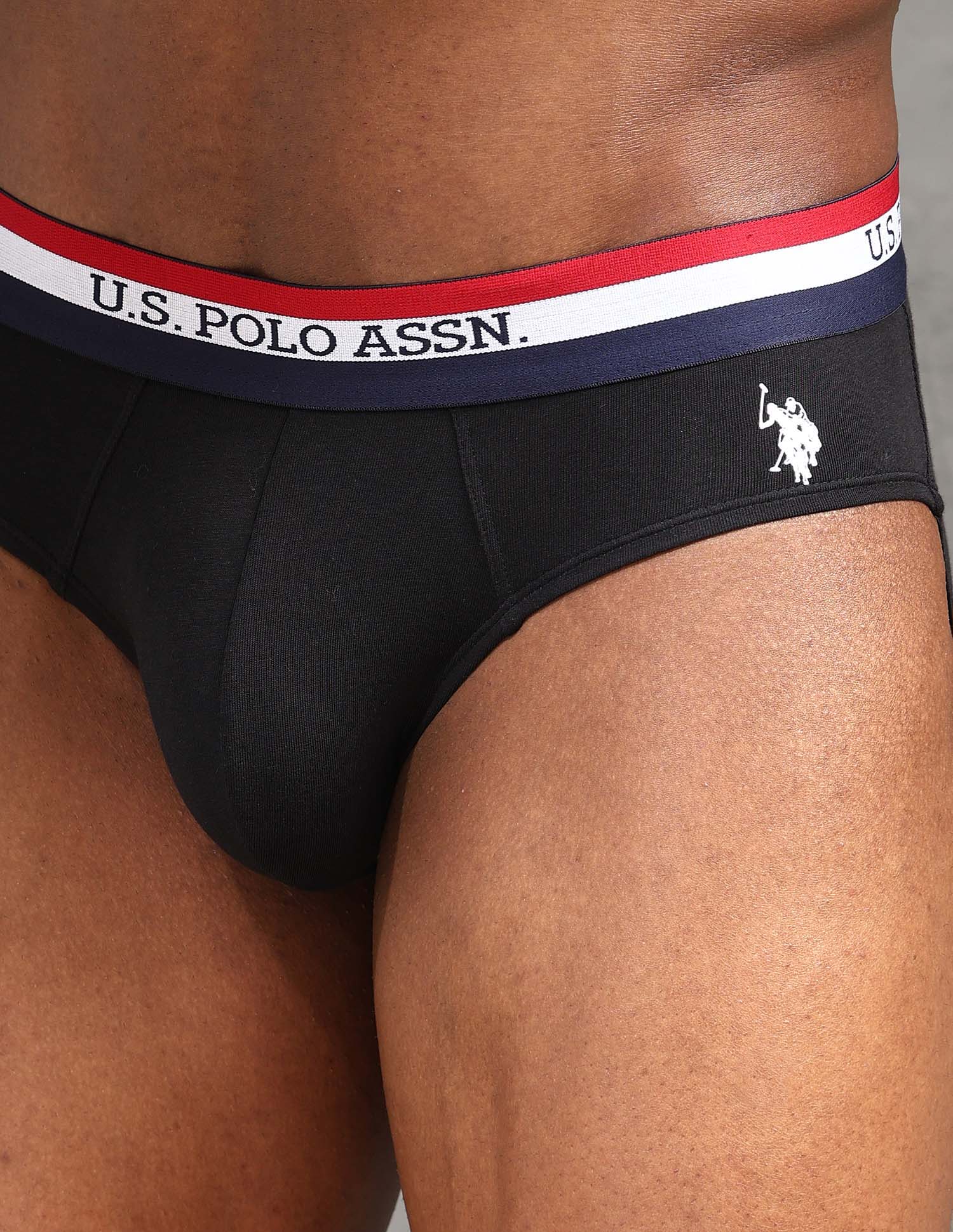 Striped Waistband EB002 Briefs - Pack Of 2 Iron Gate and Black - U.S. POLO ASSN. | Large