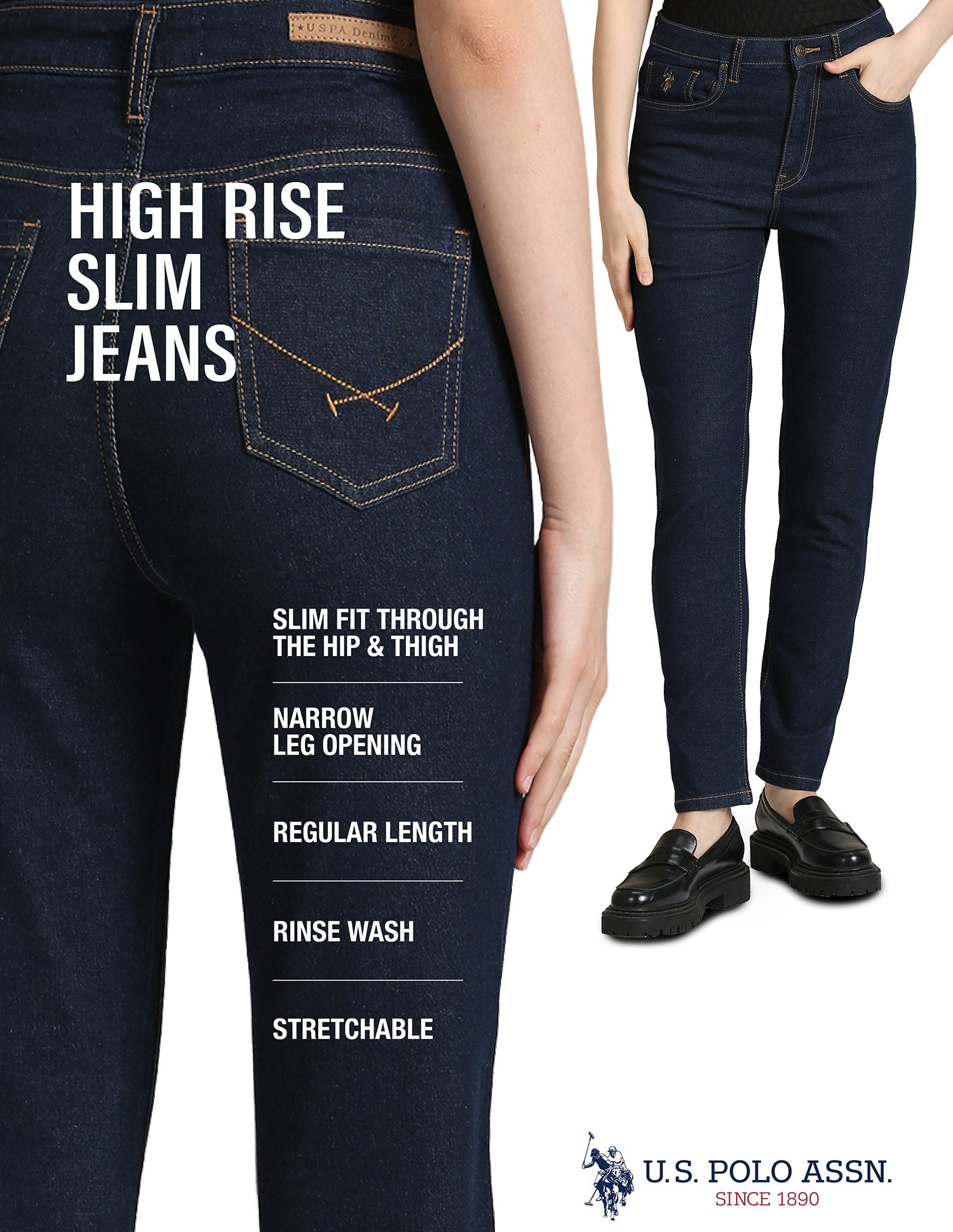 Slim Fit Blue Jeans Blue - U.S. Polo Assn. India | Large