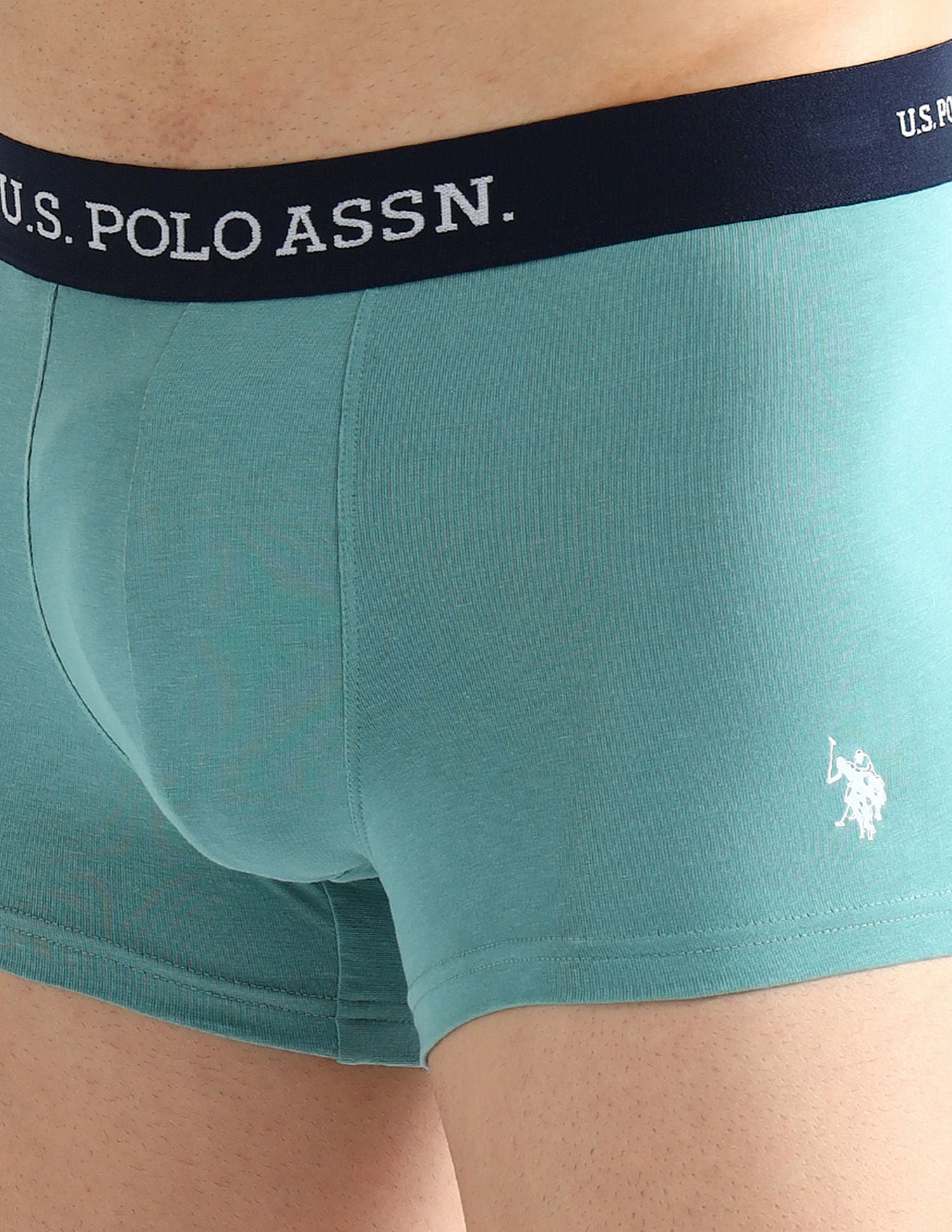 Elasticized Waist Solid OET13 Trunks - Pack Of 3 Green, Brown and Blue - U.S. POLO ASSN. | Large