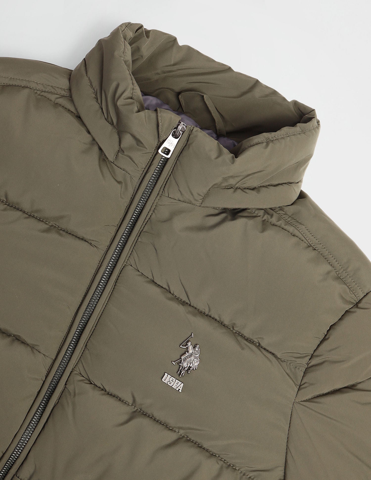 Regular Fit Solid Padded Jacket Olive - U.S. POLO ASSN. | Large