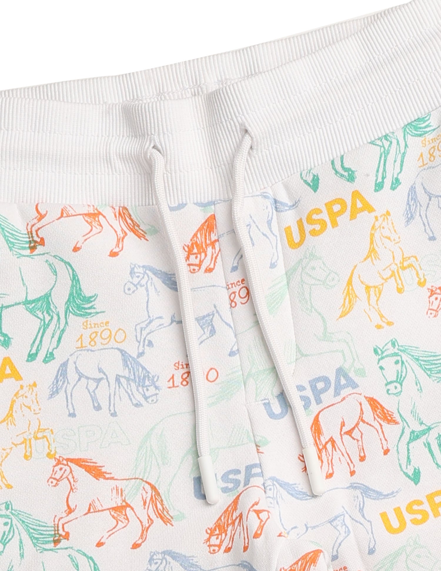 Boys Graphic Brand Printed Regular Fit Joggers White - U.S. POLO ASSN. | Large