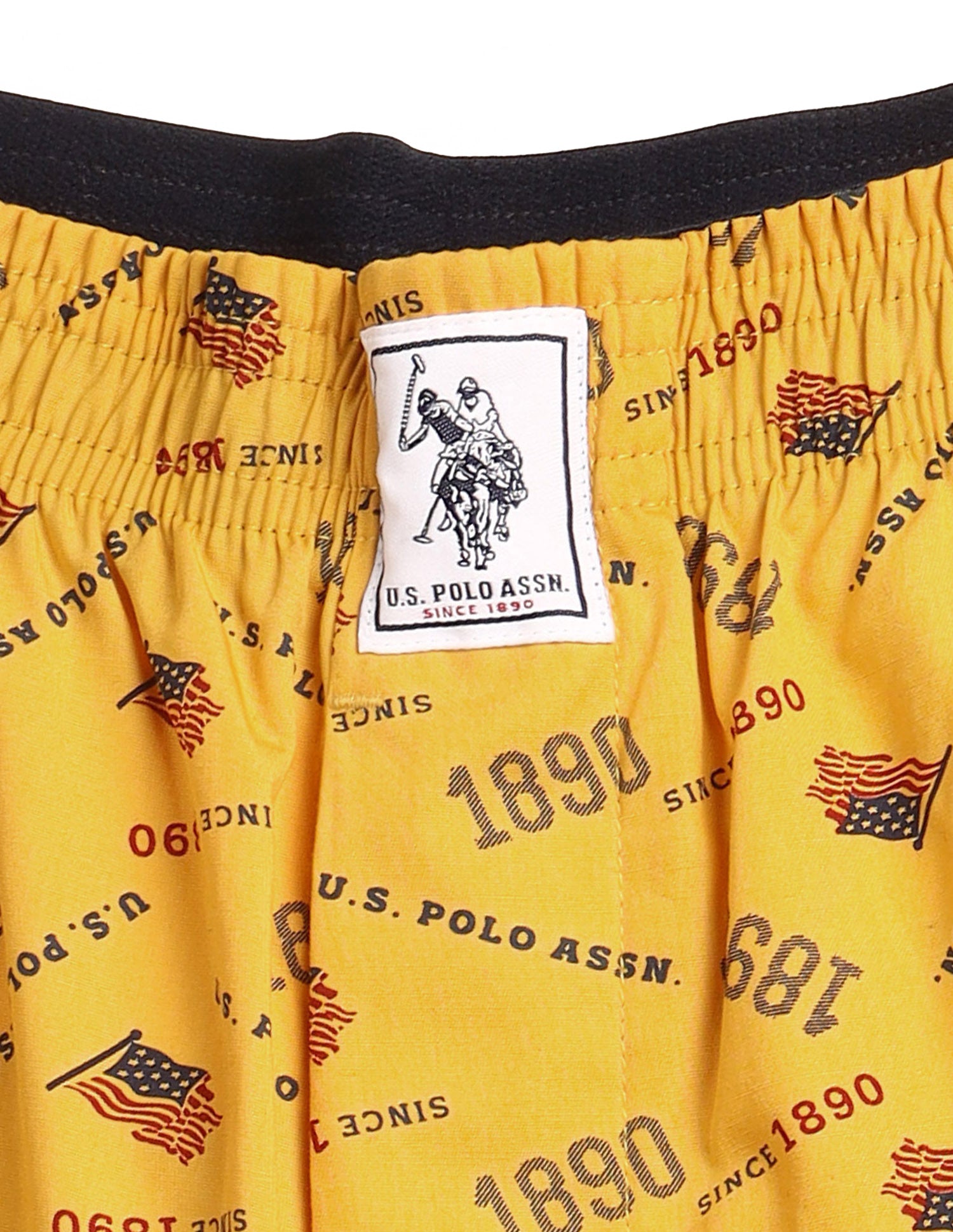 Pure Cotton Printed I657-PR Boxers - Pack Of 1 Mustard Flag - U.S. Polo Assn. India | Large