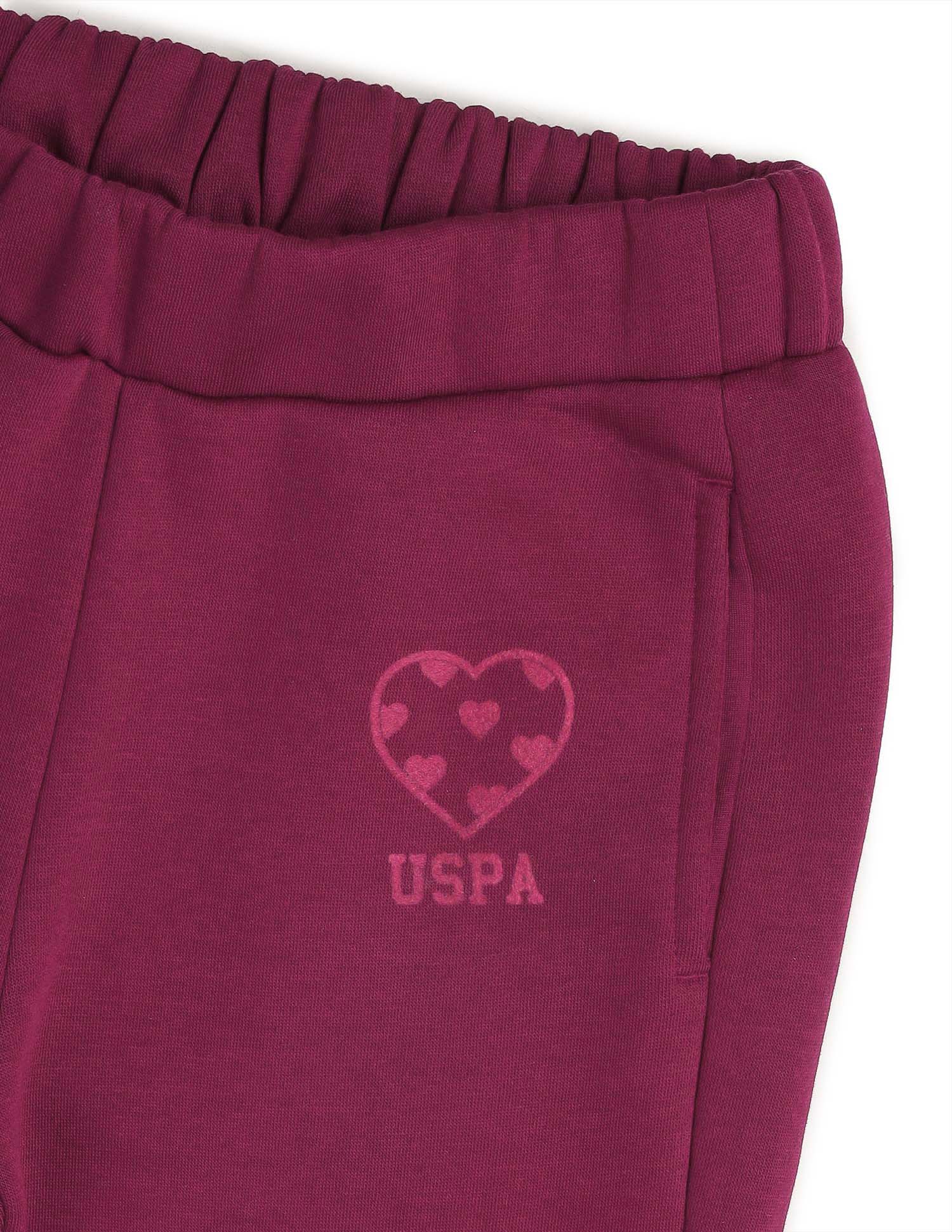 Girls Solid Regular Fit Flared Track Pants Wine - U.S. POLO ASSN. | Large