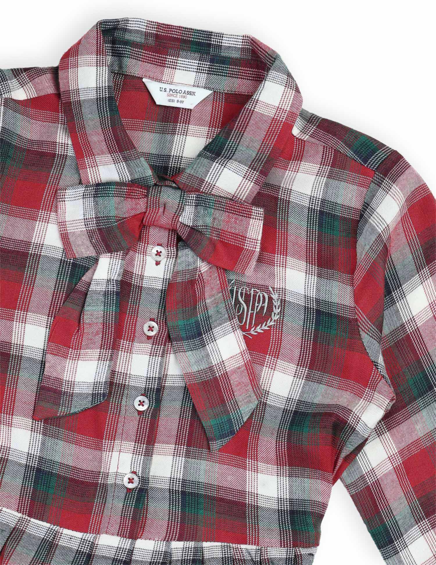 Girls Checked Shirt Dress Red - U.S. POLO ASSN. | Large