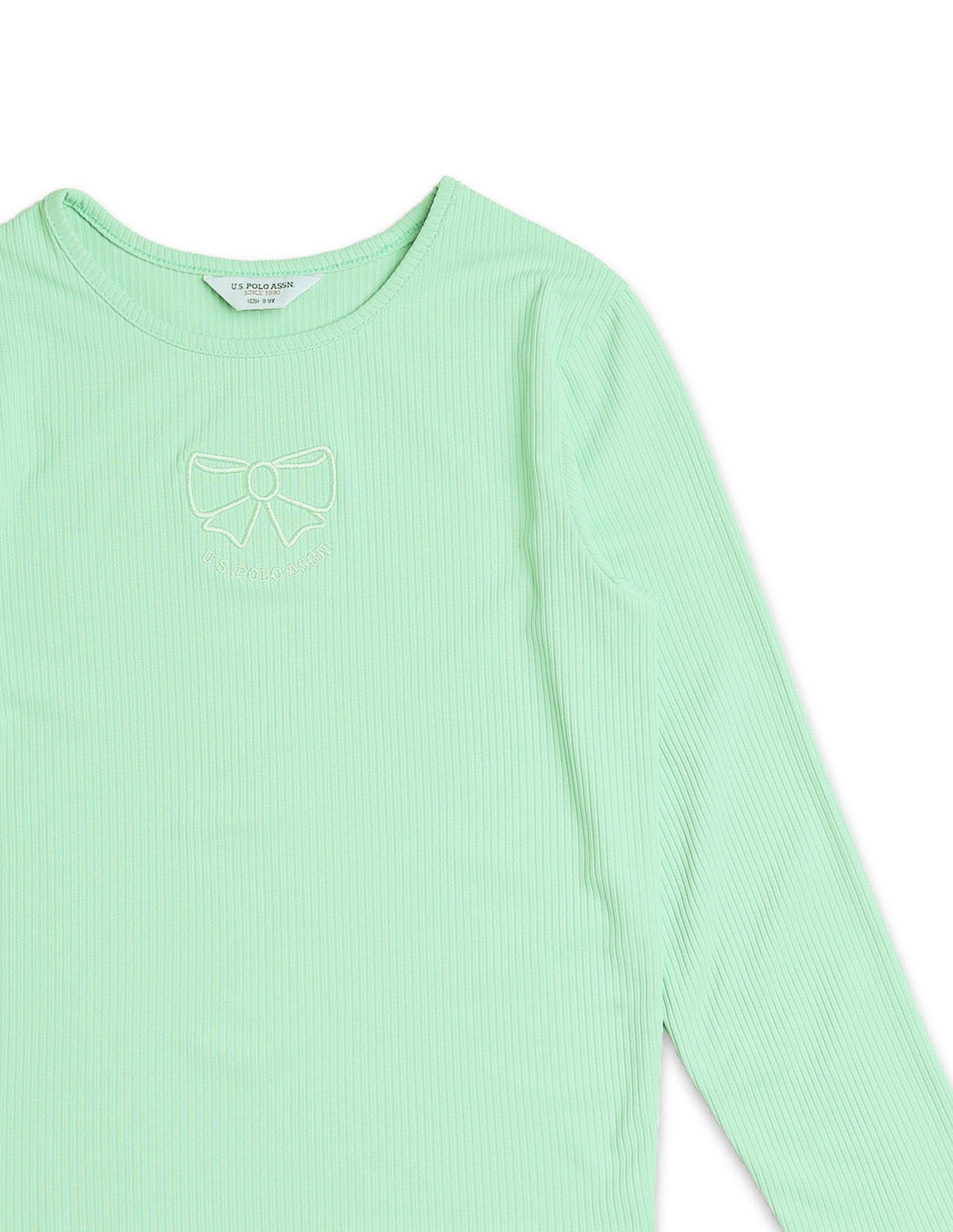 Girls Patterned Knit Regular Fit T-Shirt Light Green - U.S. POLO ASSN. | Large