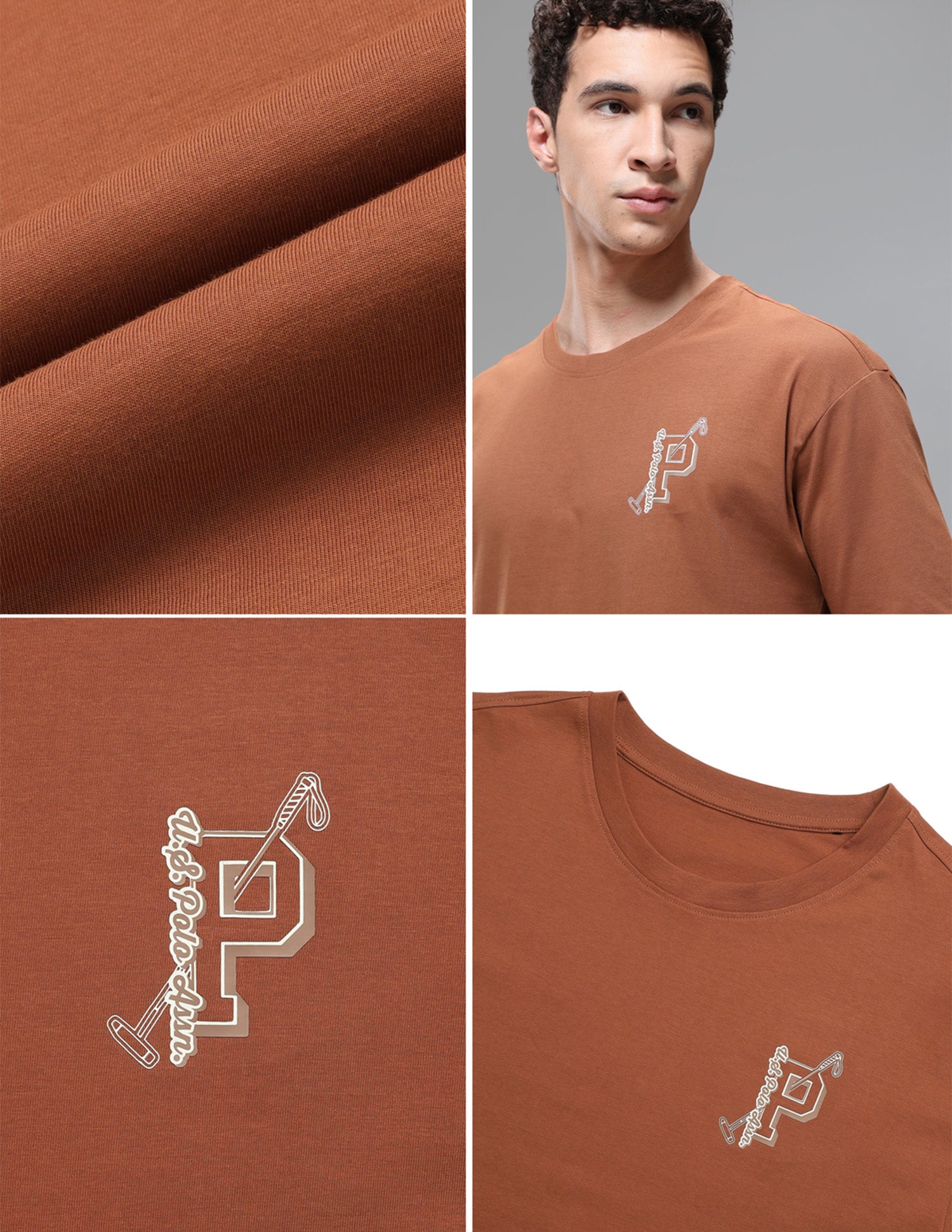 Regular Shape Retention OEE16 Lounge T-Shirt Glazed Ginger - U.S. Polo Assn. India | Large