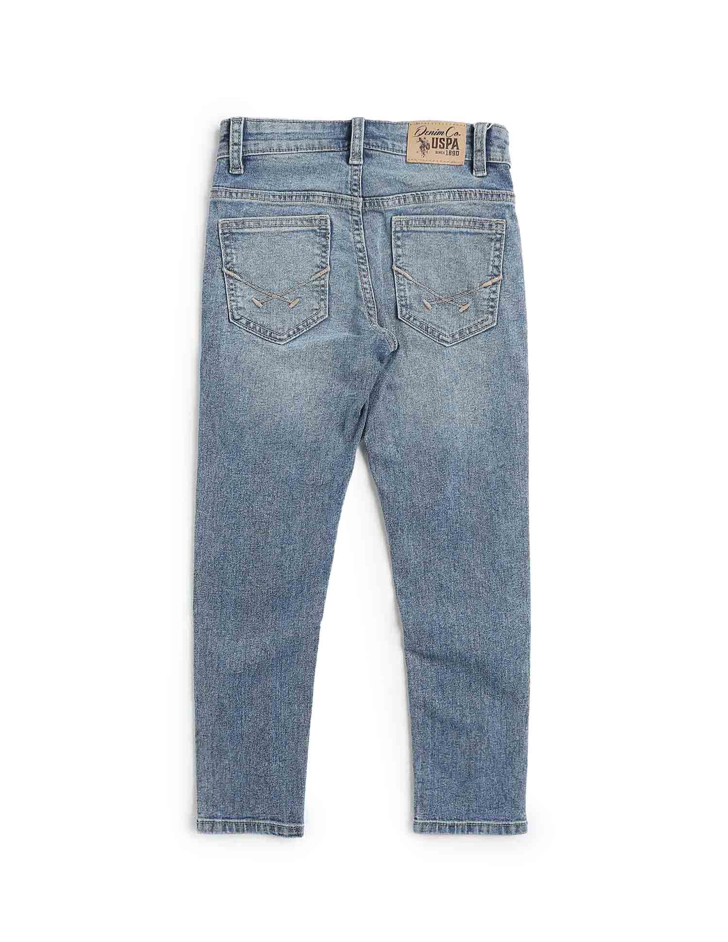 Boys Slim Fit Whiskered Jeans Blue - U.S. POLO ASSN. | Large